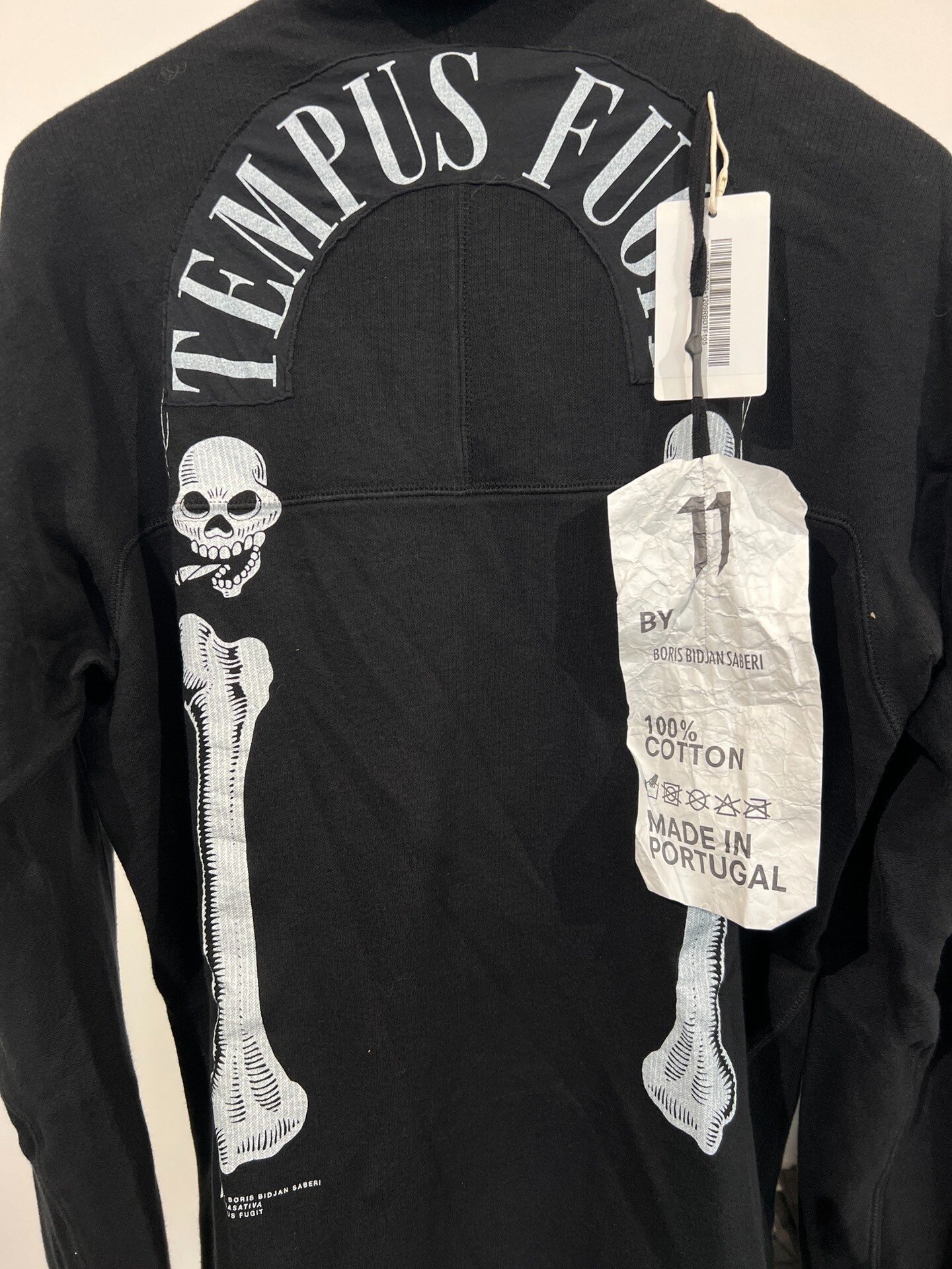 BBS Waffle Skull Print Black Hoodie — label