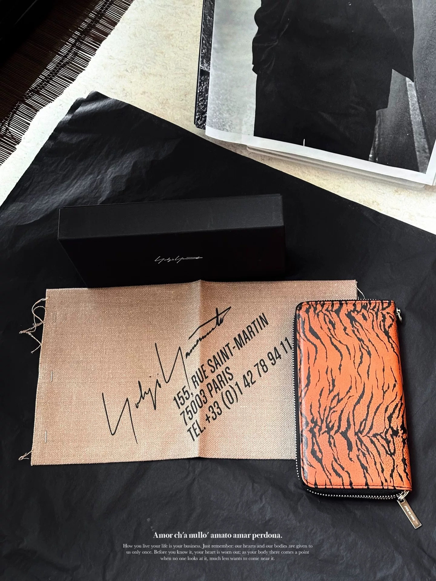 Yohji Yamamoto Tiger-Patterned Leather Wallet — label