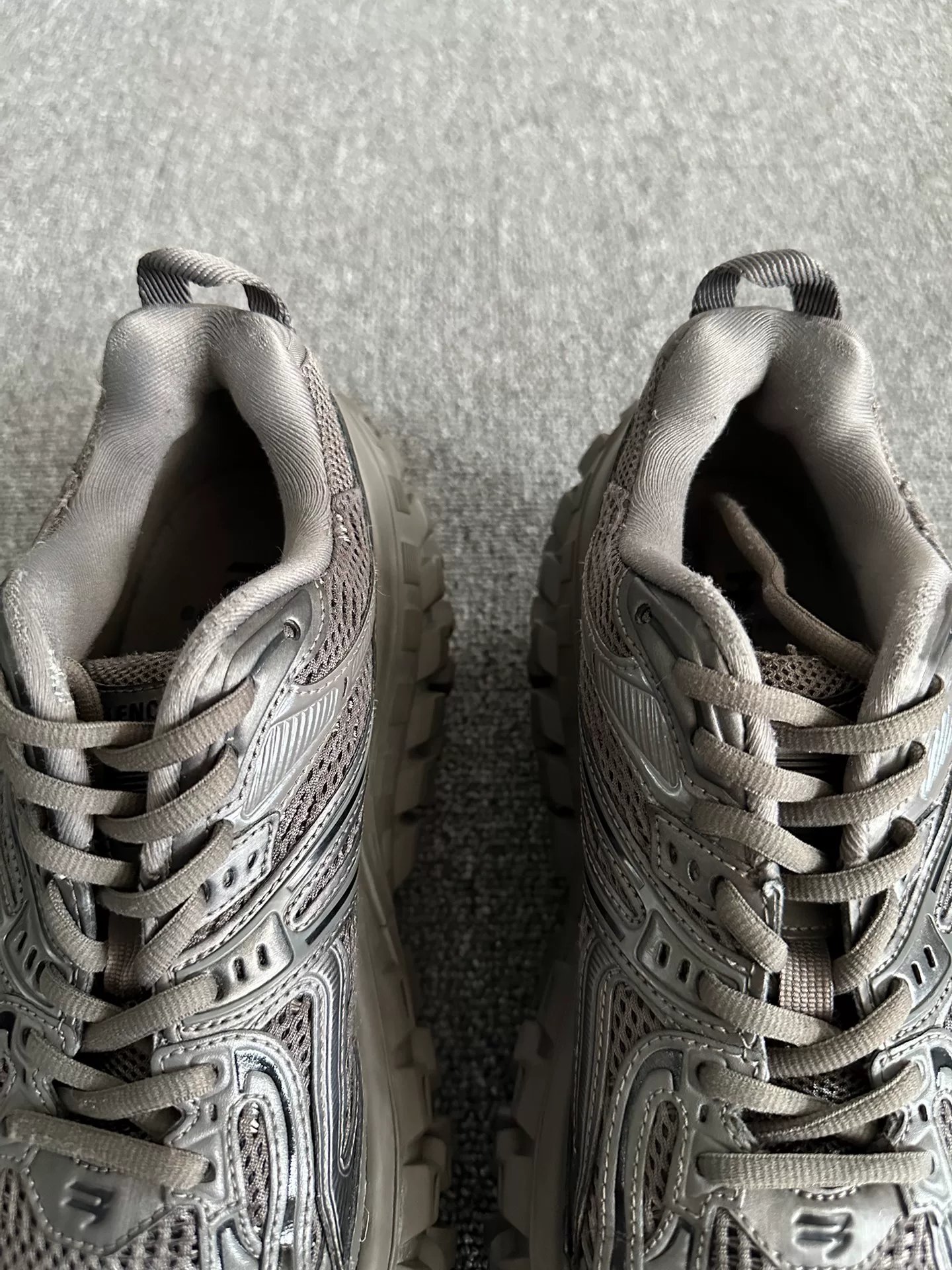 Balenciaga Gray Oversized Sole Running Shoes — back