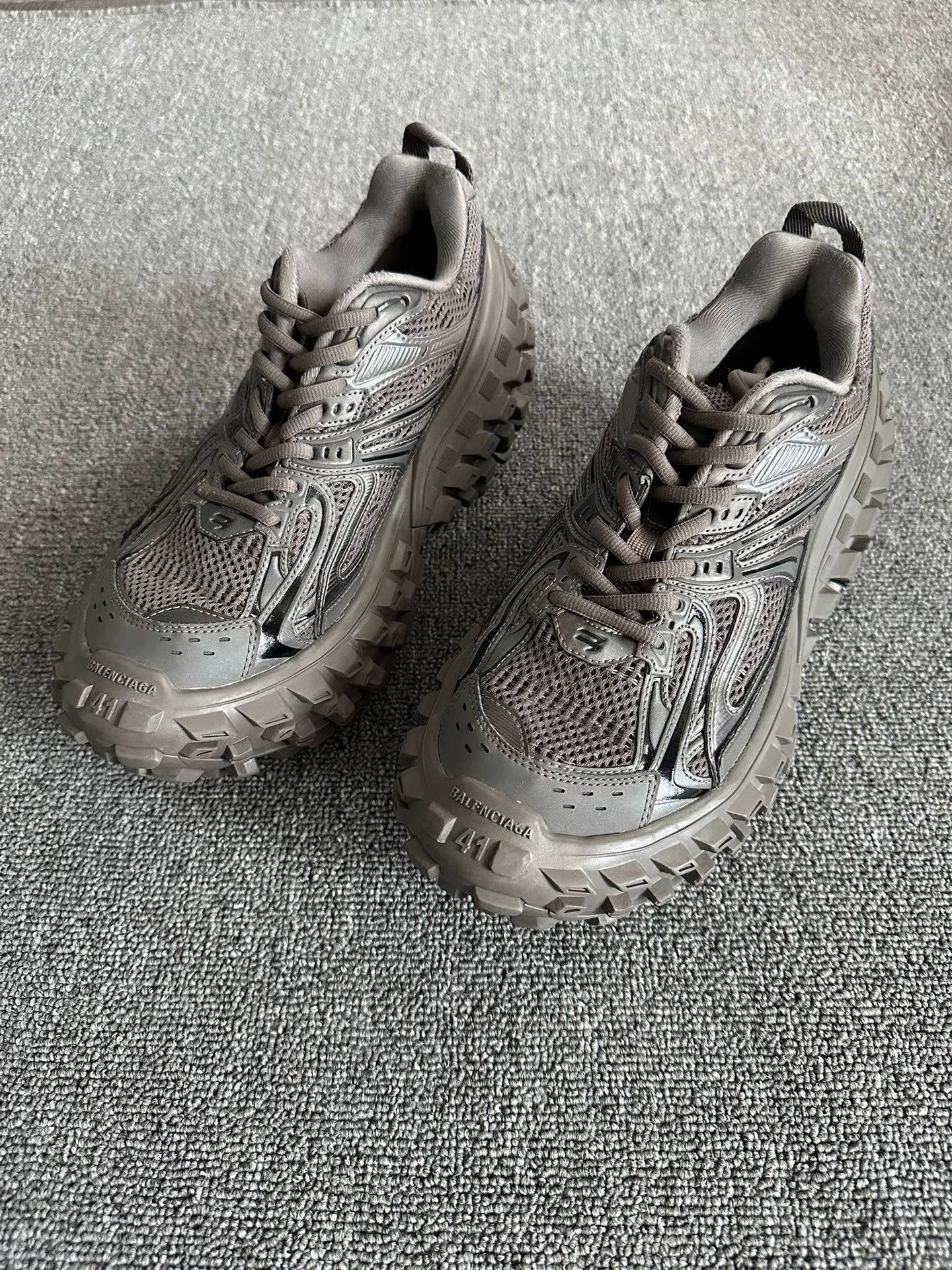Balenciaga Gray Oversized Sole Running Shoes — front