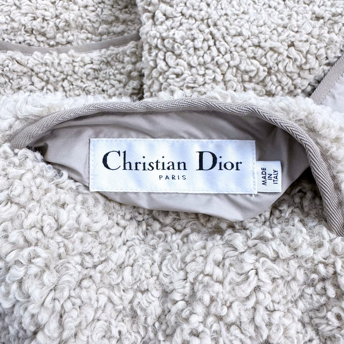 Dior Reversible Cannage Teddy Cotton Coat — label