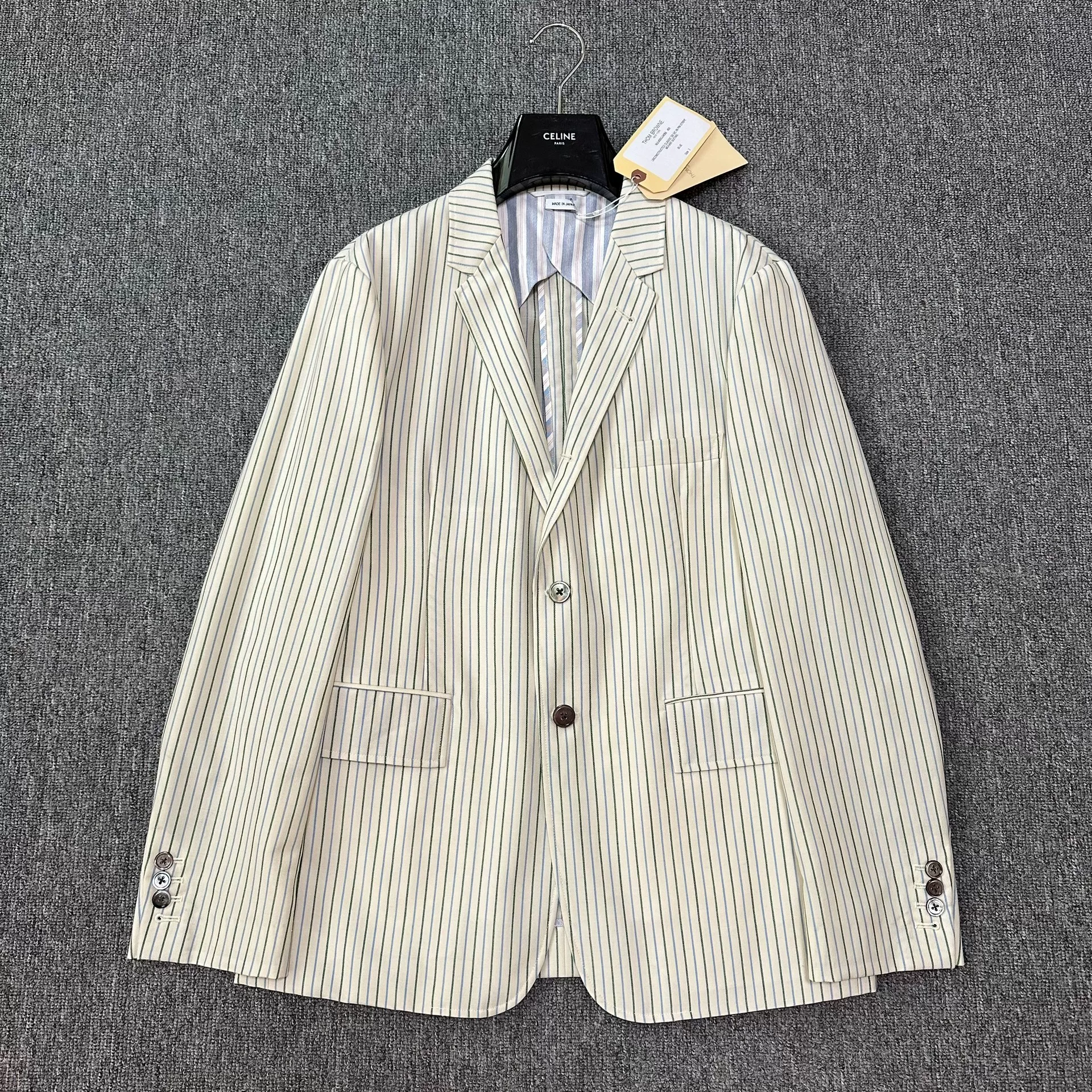 Thom Browne White Vertical Striped Blazer