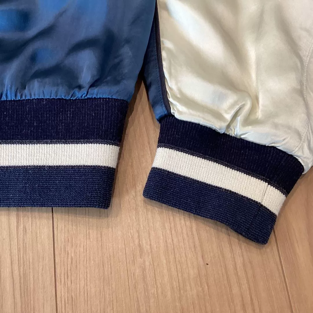 visvim DOUGLAS JKT Blue White Varsity — detail