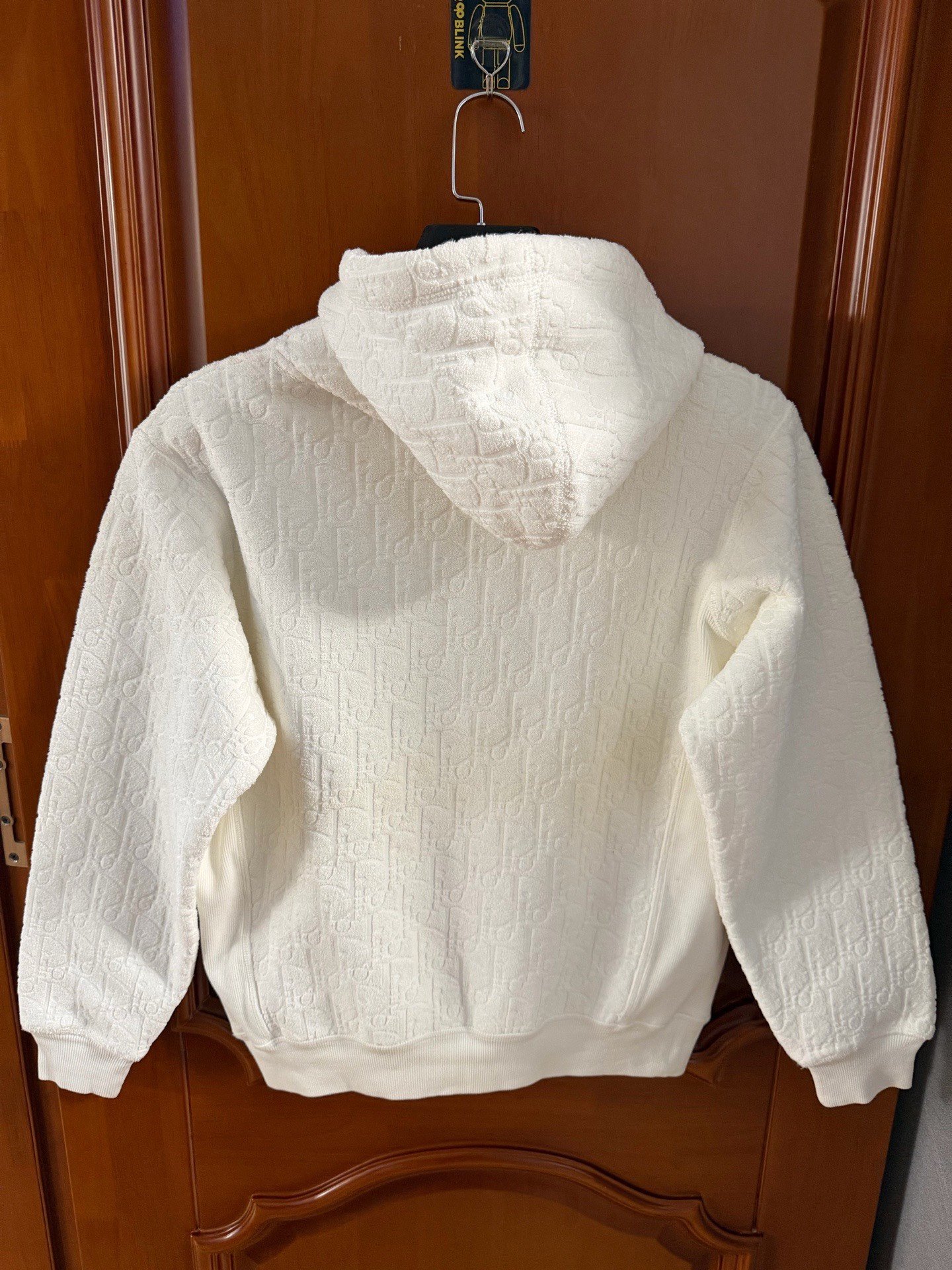 Dior White All-Over Print Terry Hoodie — front