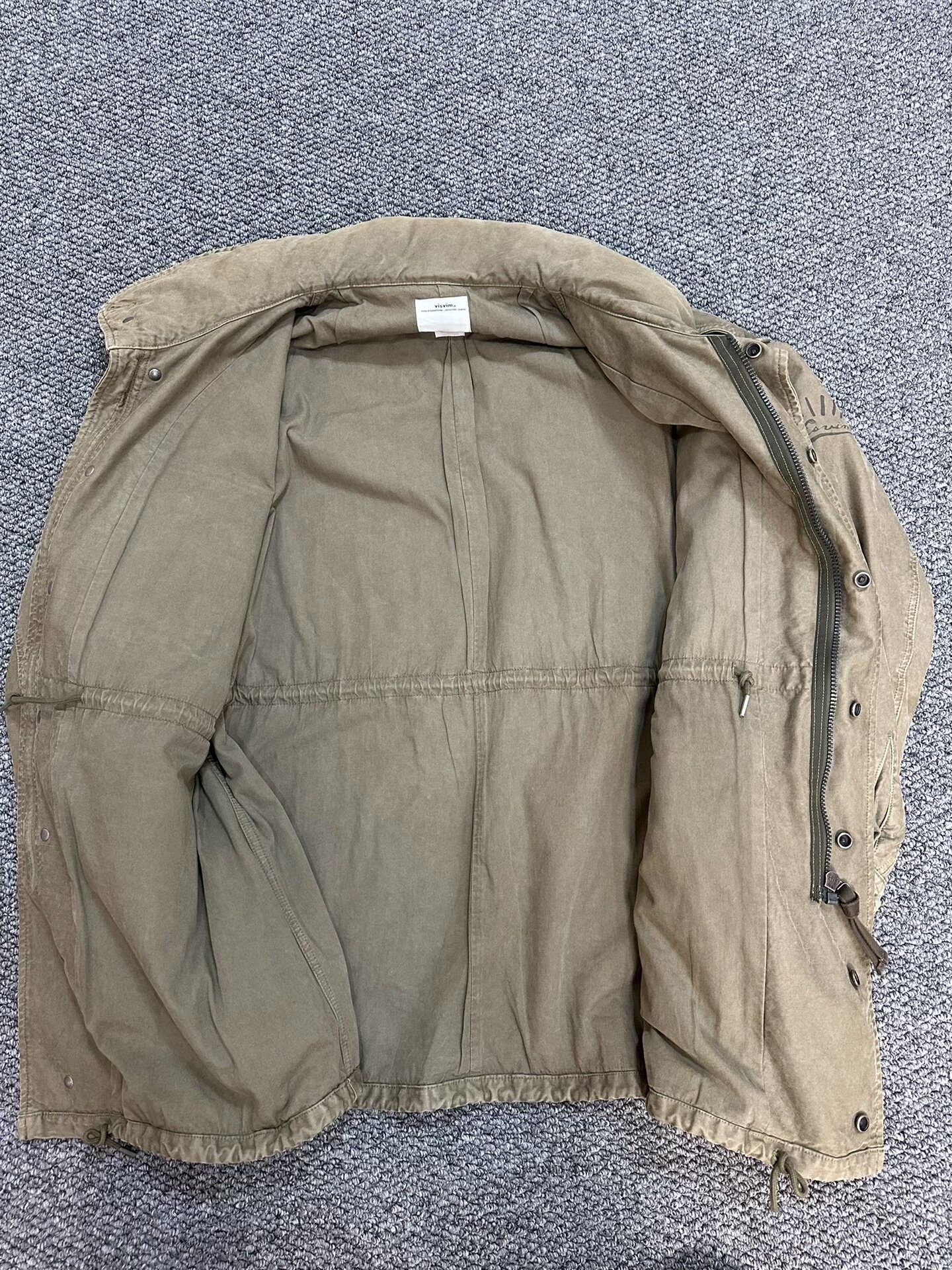 VISVIM 20SS BICKLE DMGD M65 Military Jacket — label