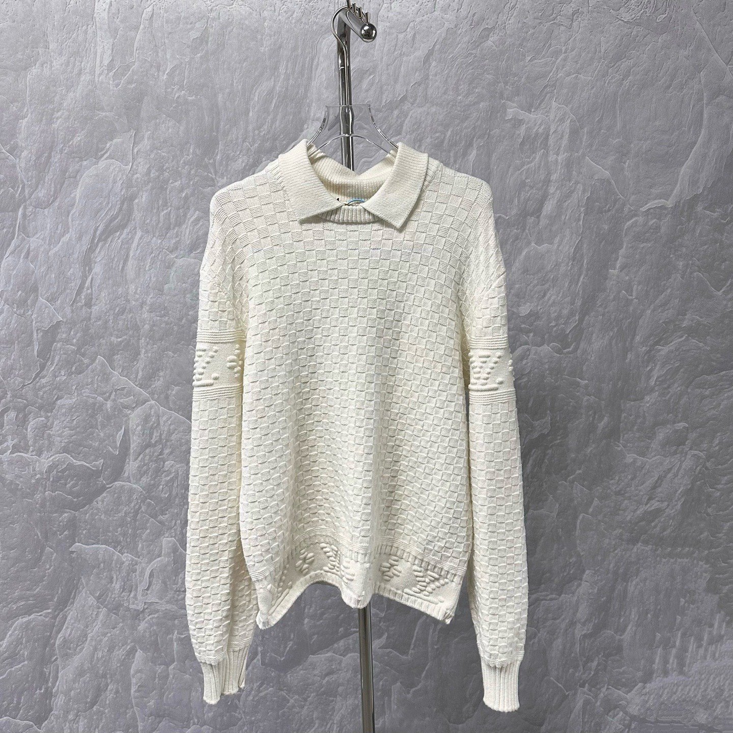 Louis Vuitton Solid Lapel Loose Knit Sweater