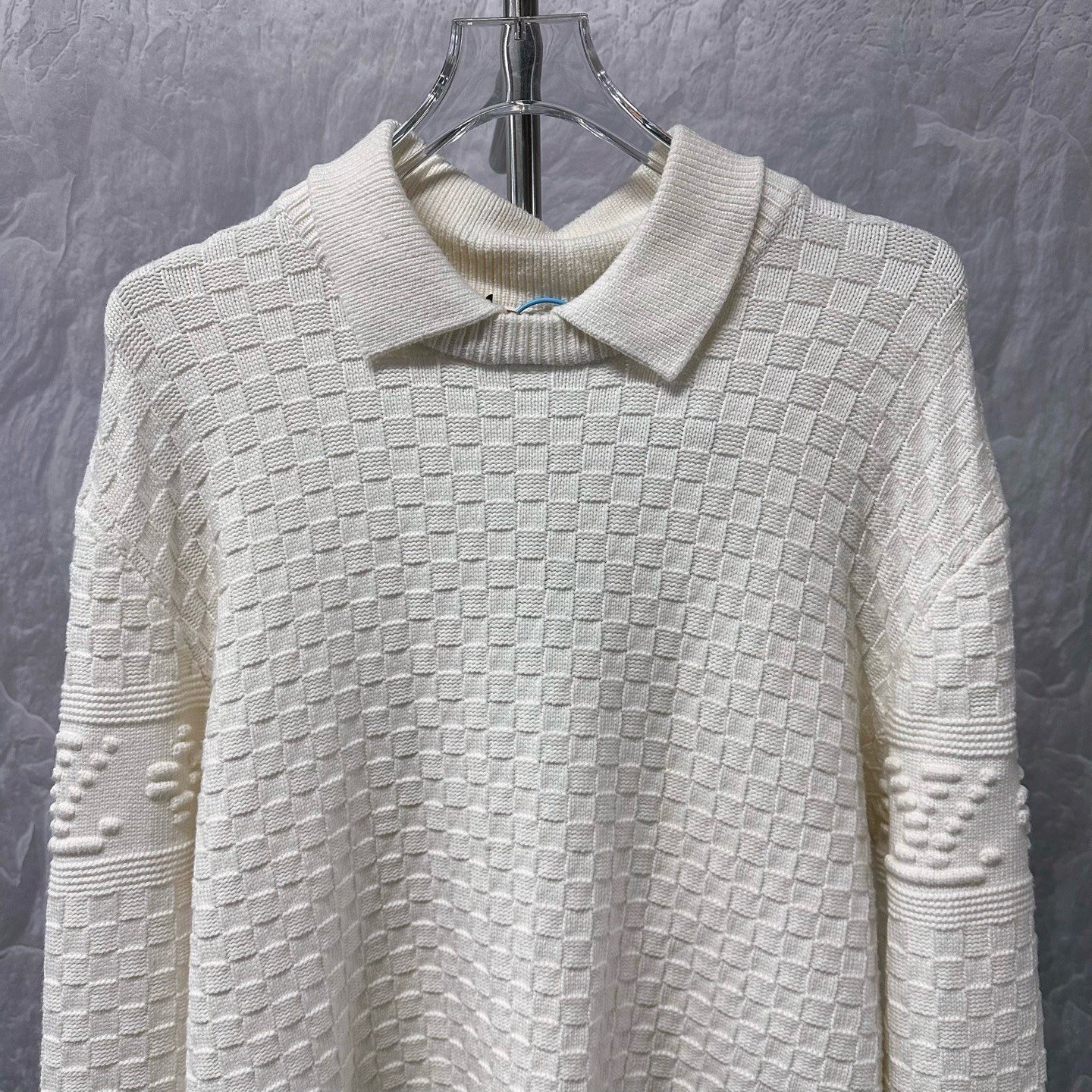 Louis Vuitton Solid Lapel Loose Knit Sweater — front