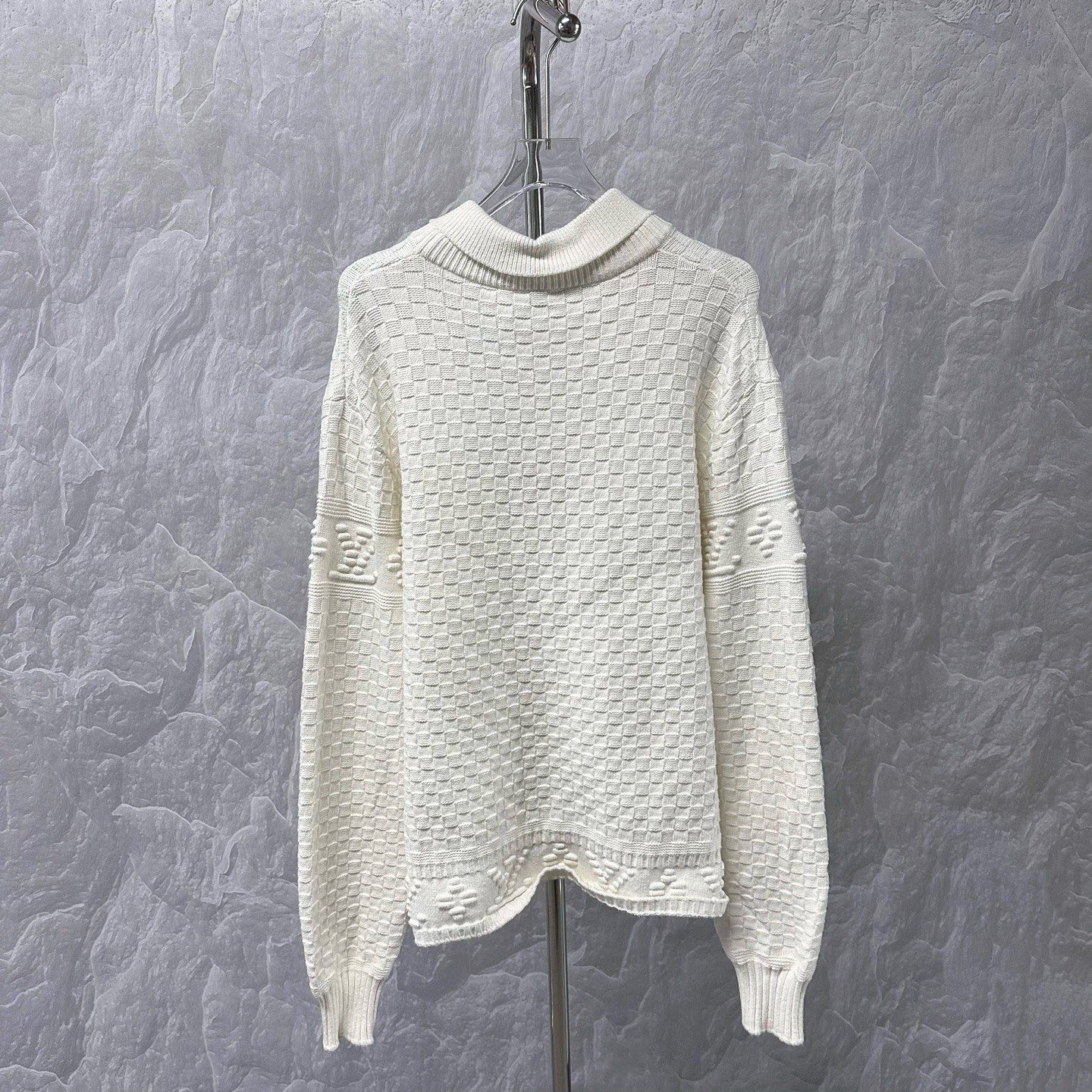 Louis Vuitton Solid Lapel Loose Knit Sweater — back