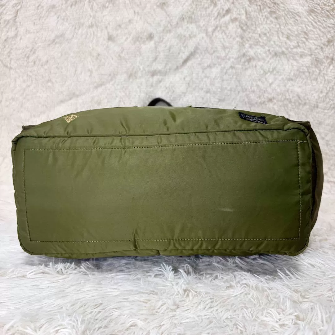PORTER FORCE Olive Green 2-Way Tote — detail