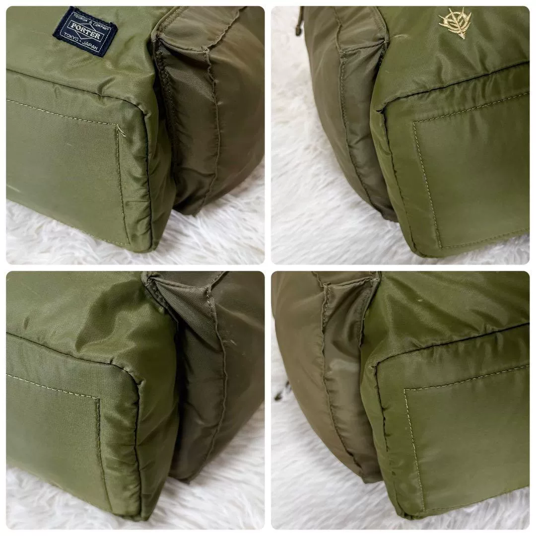 PORTER FORCE Olive Green 2-Way Tote — back