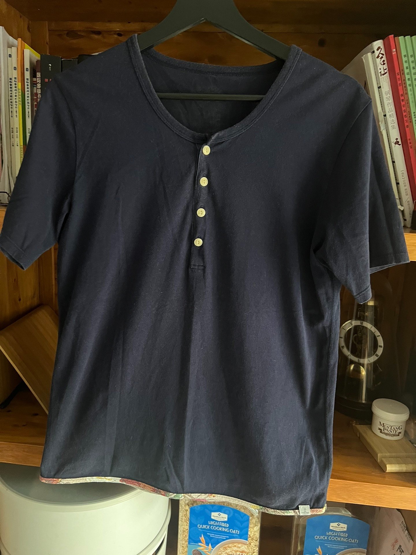 visvim 2014 Indigo Henley Short Sleeve Tee — detail