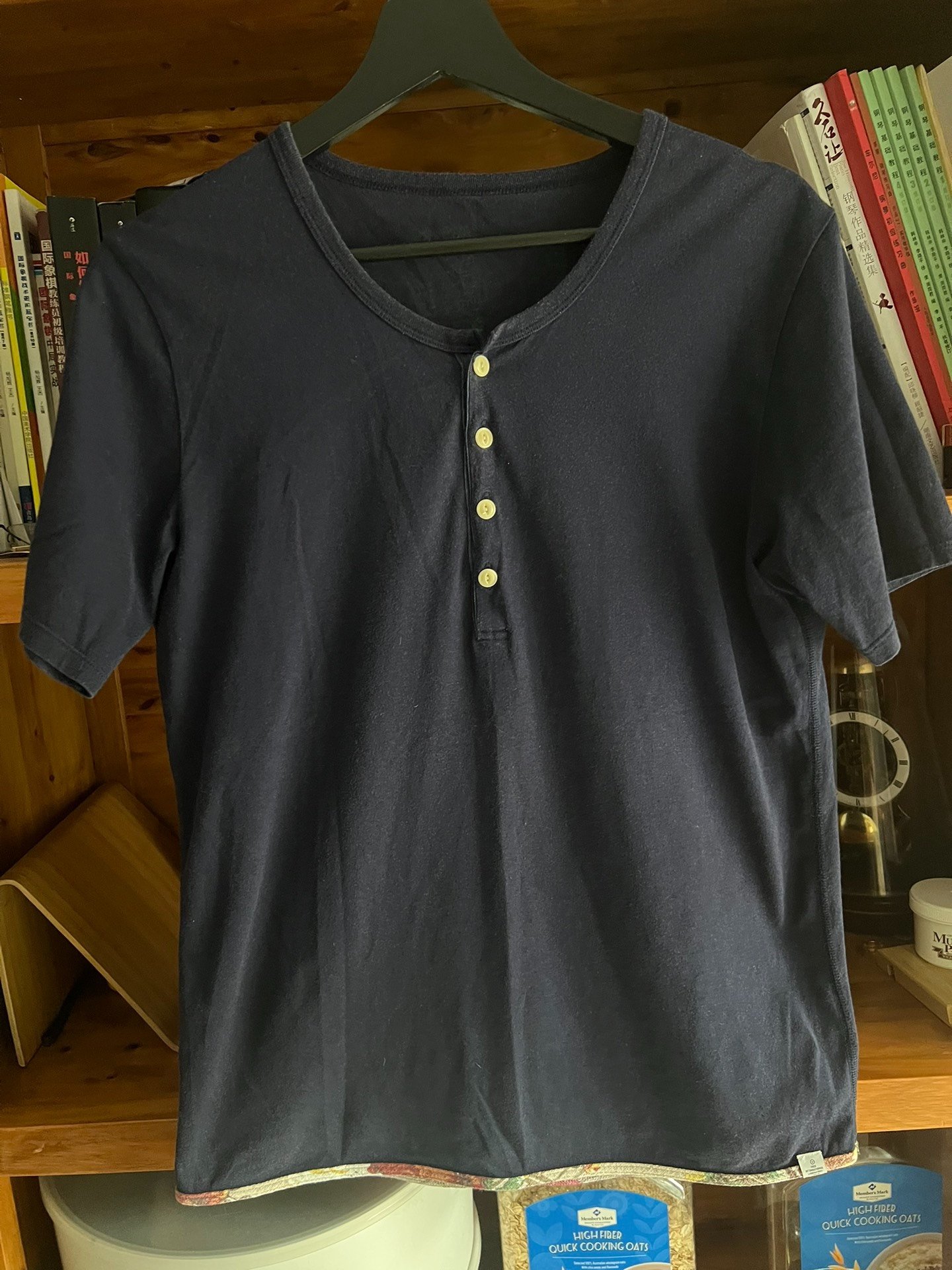 visvim 2014 Indigo Henley Short Sleeve Tee — front