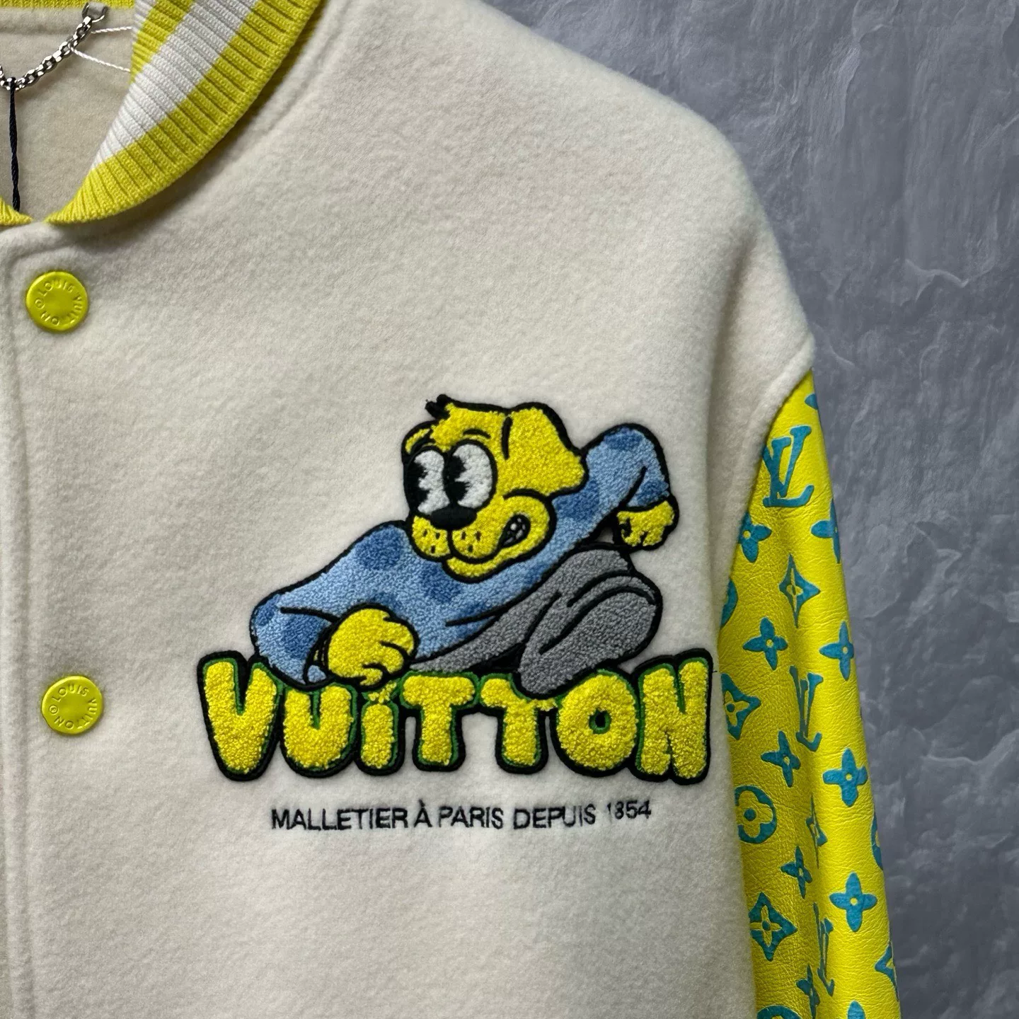 Louis Vuitton Embroidered Puppy Baseball Jacket — detail