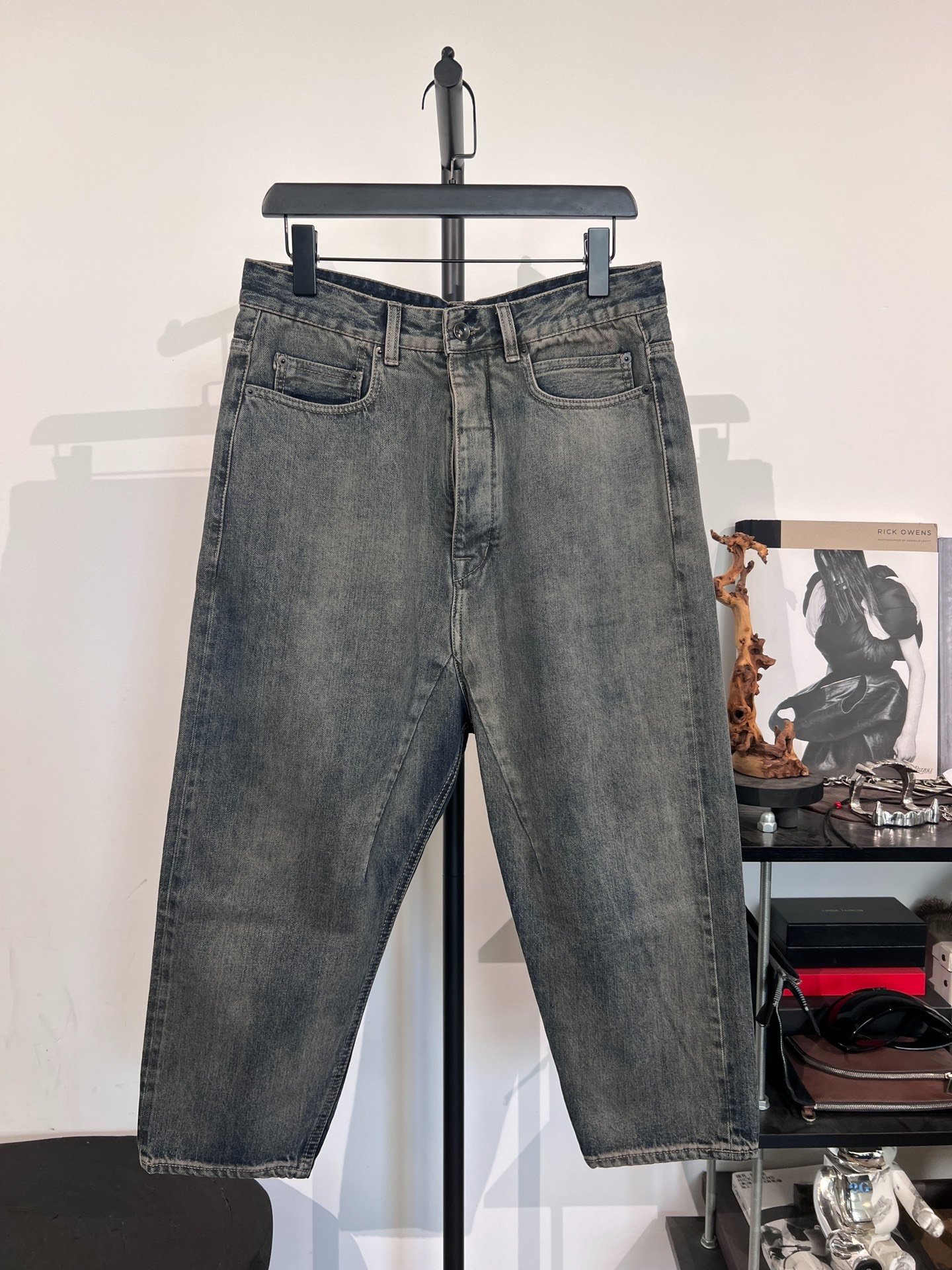 Rick Owens DRKSHDW Washed Denim Cropped Pants