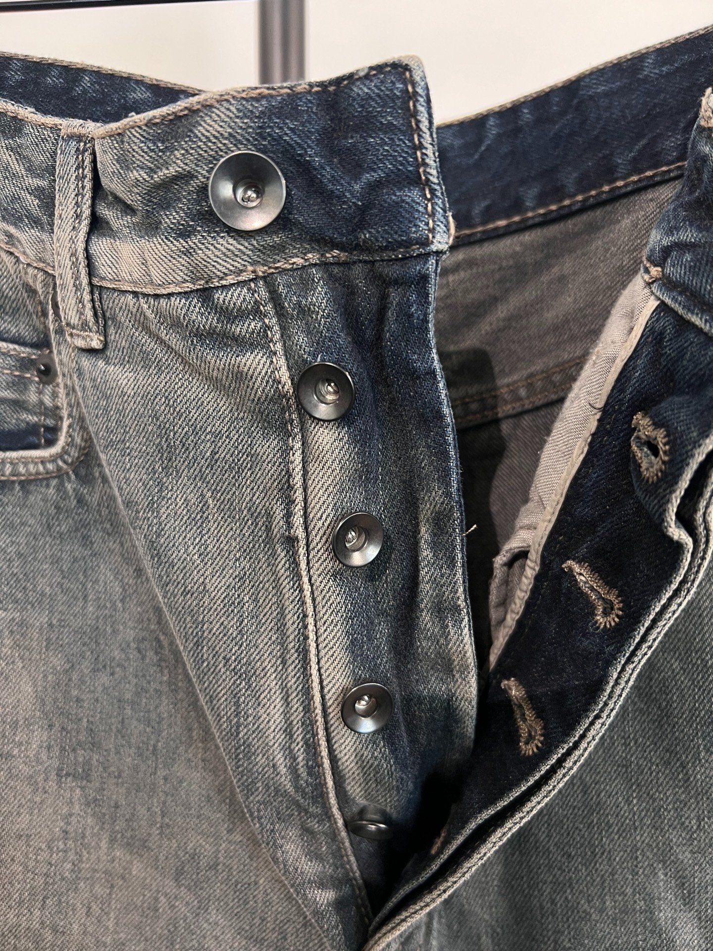Rick Owens DRKSHDW Washed Denim Cropped Pants — back