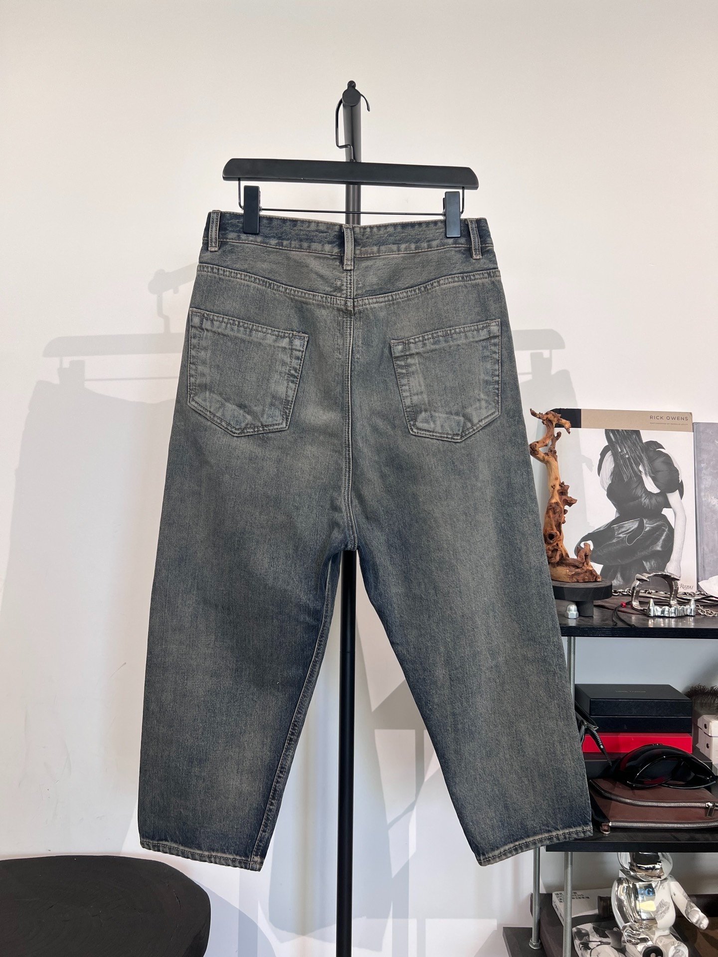 Rick Owens DRKSHDW Washed Denim Cropped Pants — front