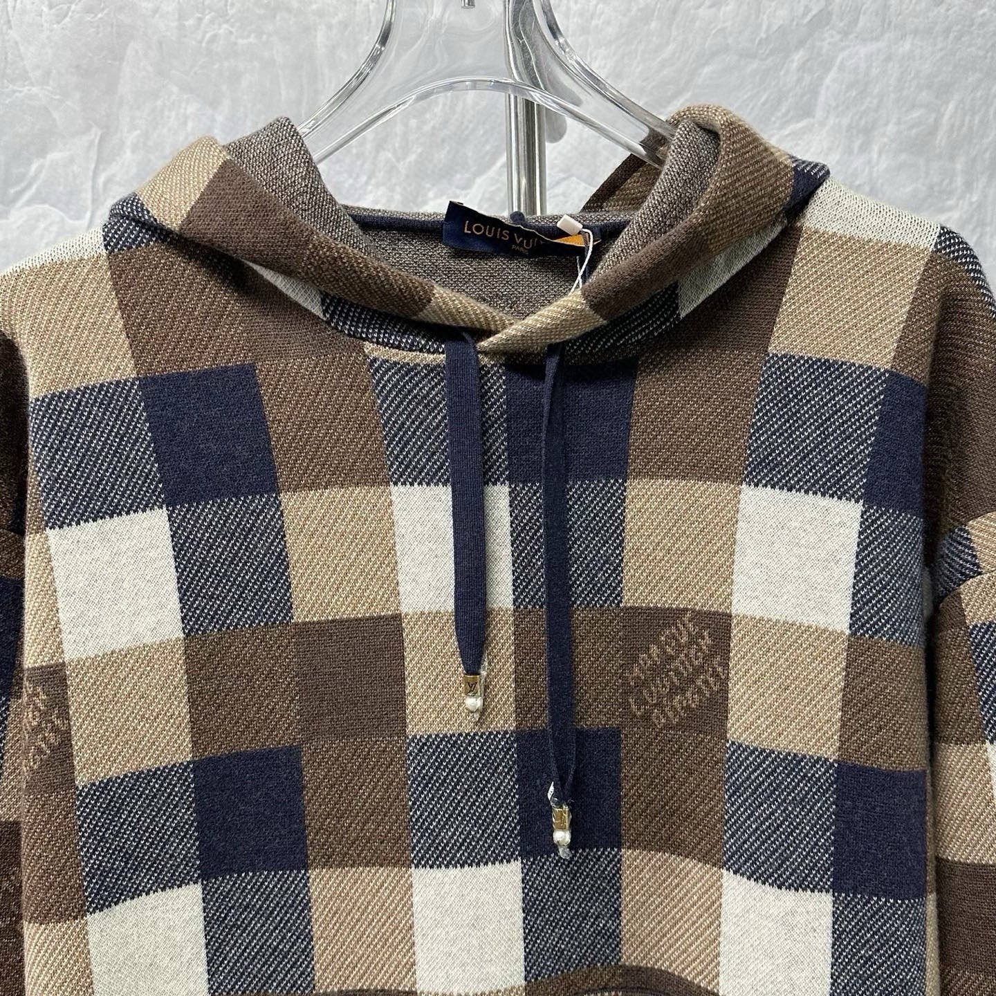 Louis Vuitton FW24 Checkered Wool Hoodie — front