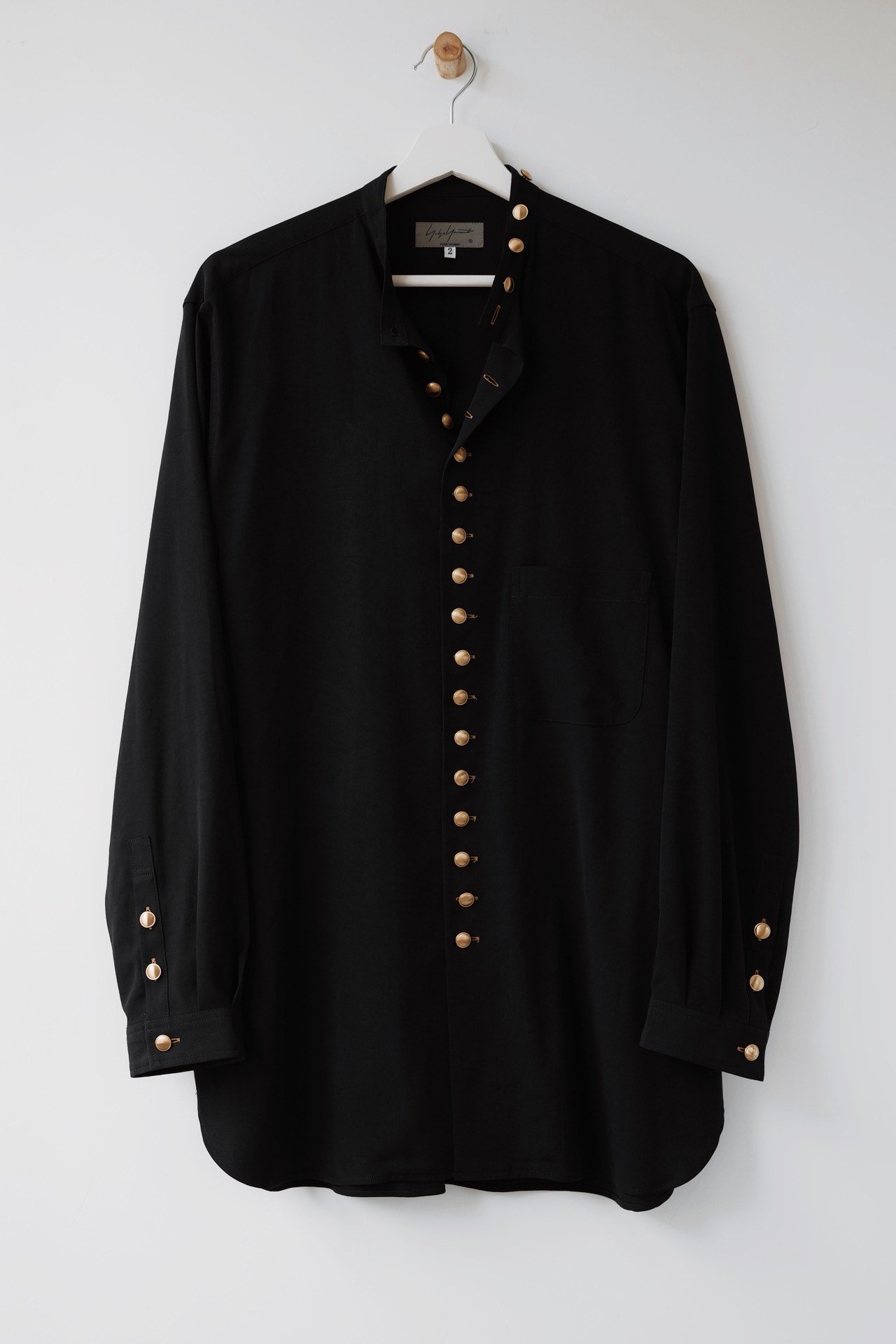 Yohji Yamamoto 19AW Stand-Collar Gold-Button Shirt