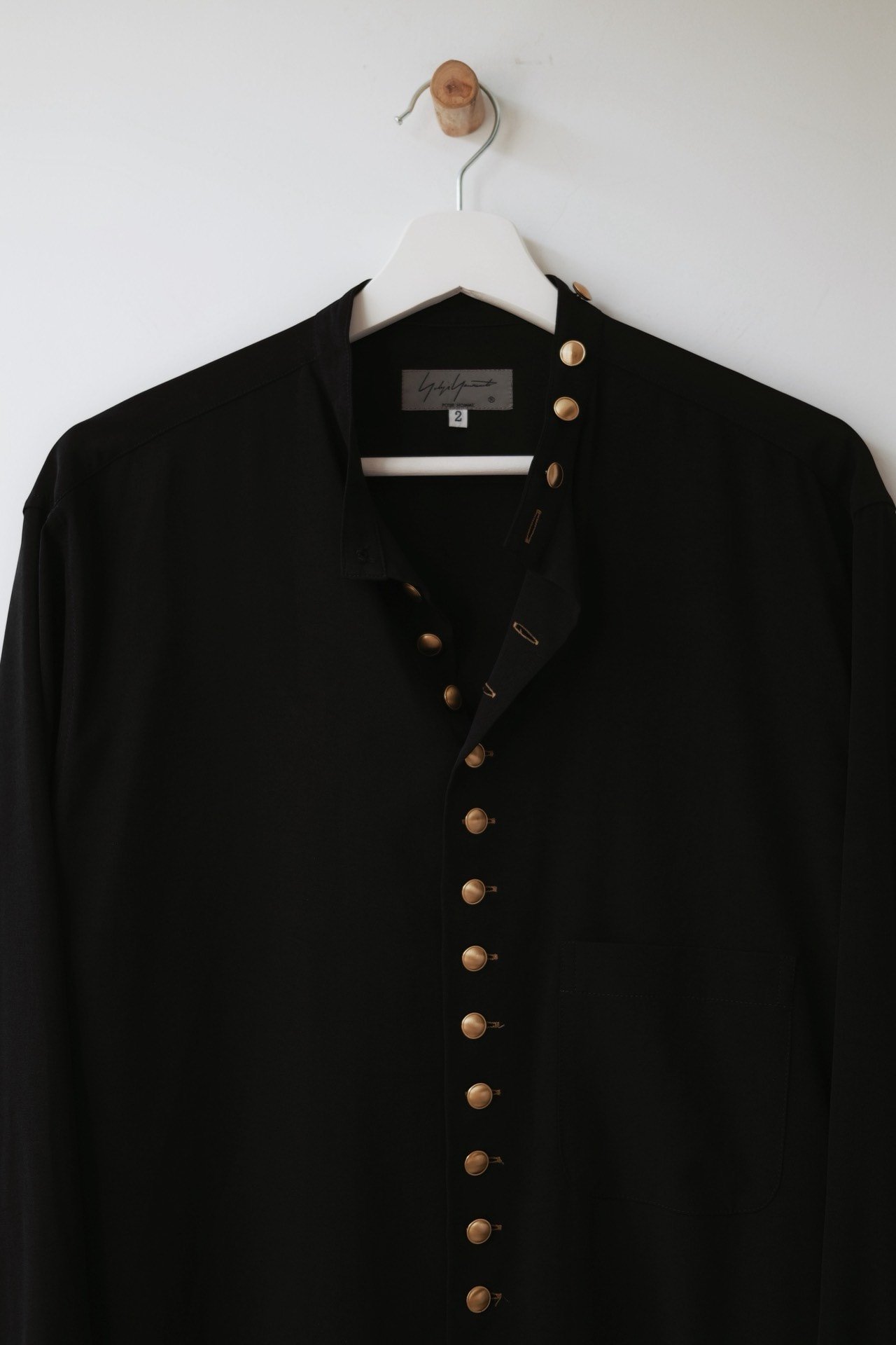 Yohji Yamamoto 19AW Stand-Collar Gold-Button Shirt — front