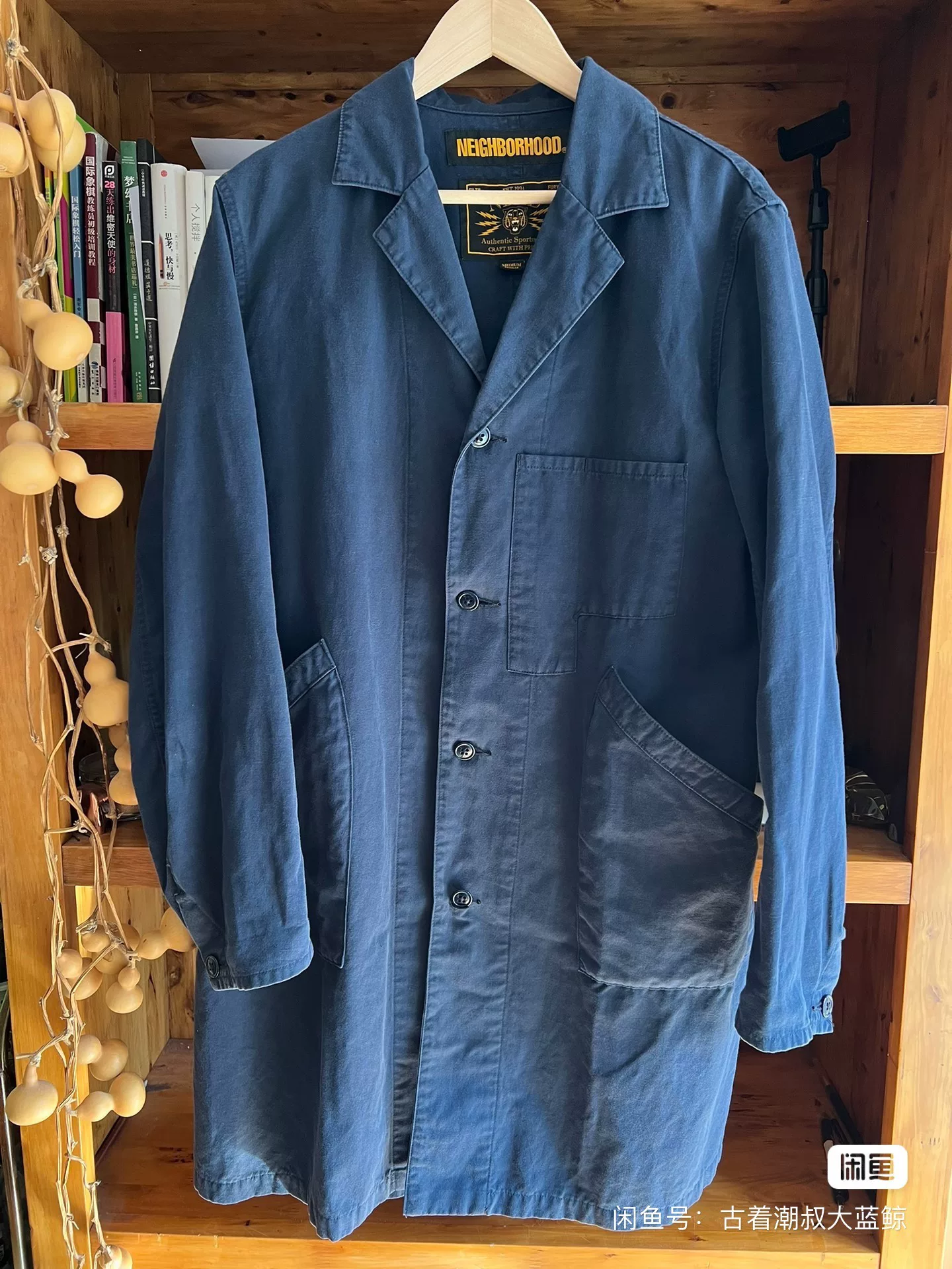 Neighborhood Indigo Linen Workwear Trench Coat