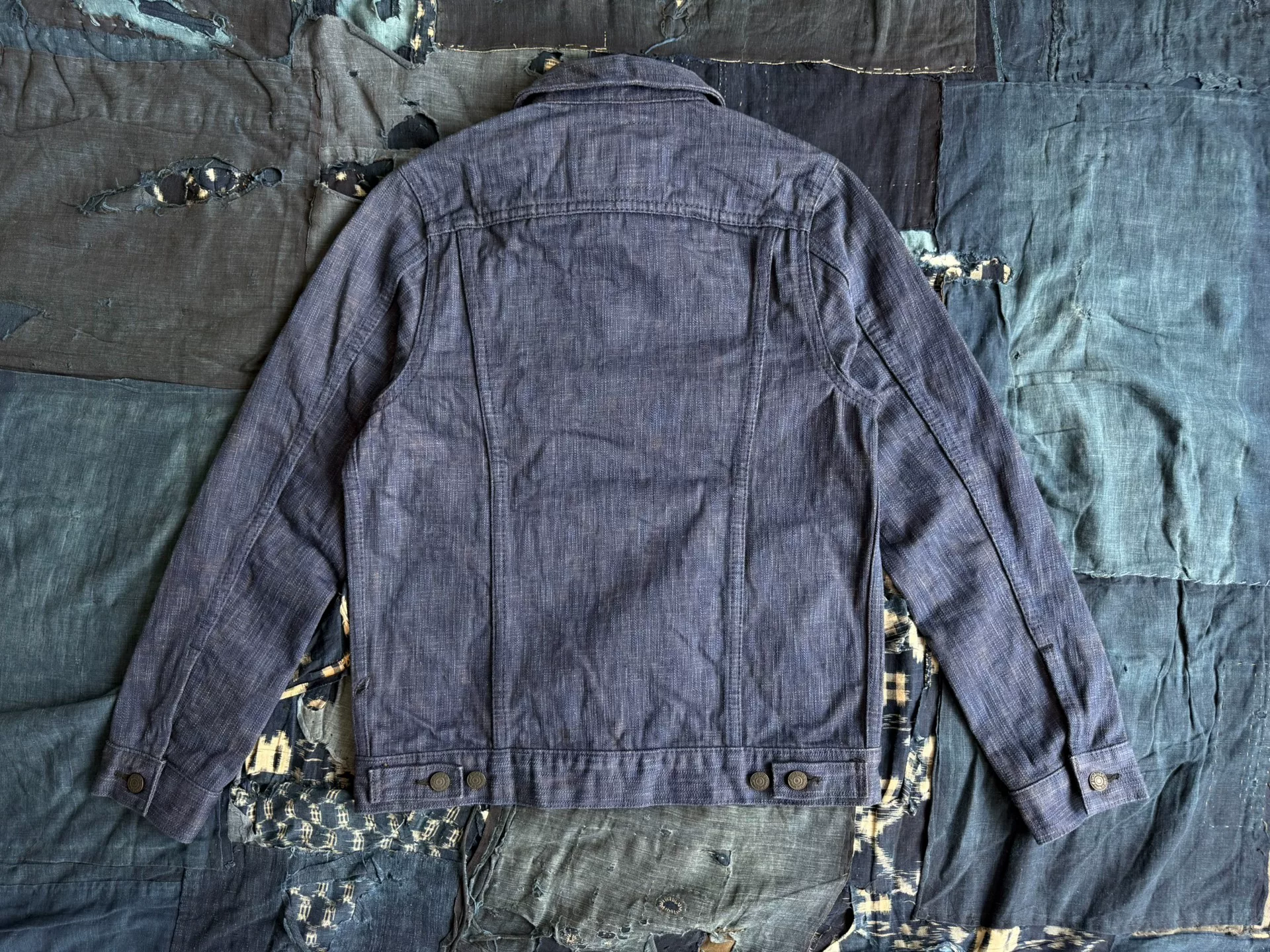 Pure Blue Japan Indigo Persimmon Dyed Denim Jacket — detail