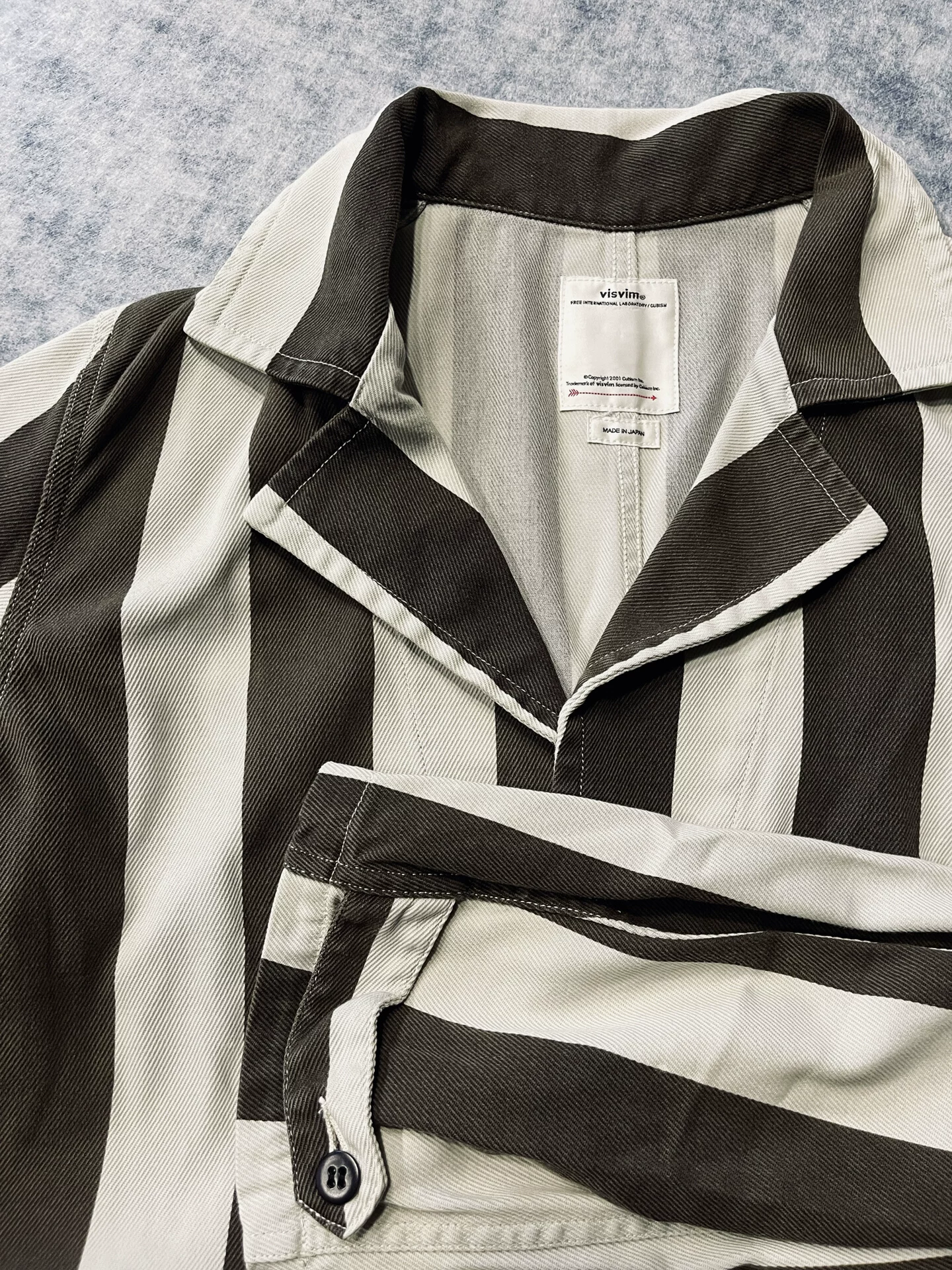 visvim cecile service stripe coat 19ss — detail