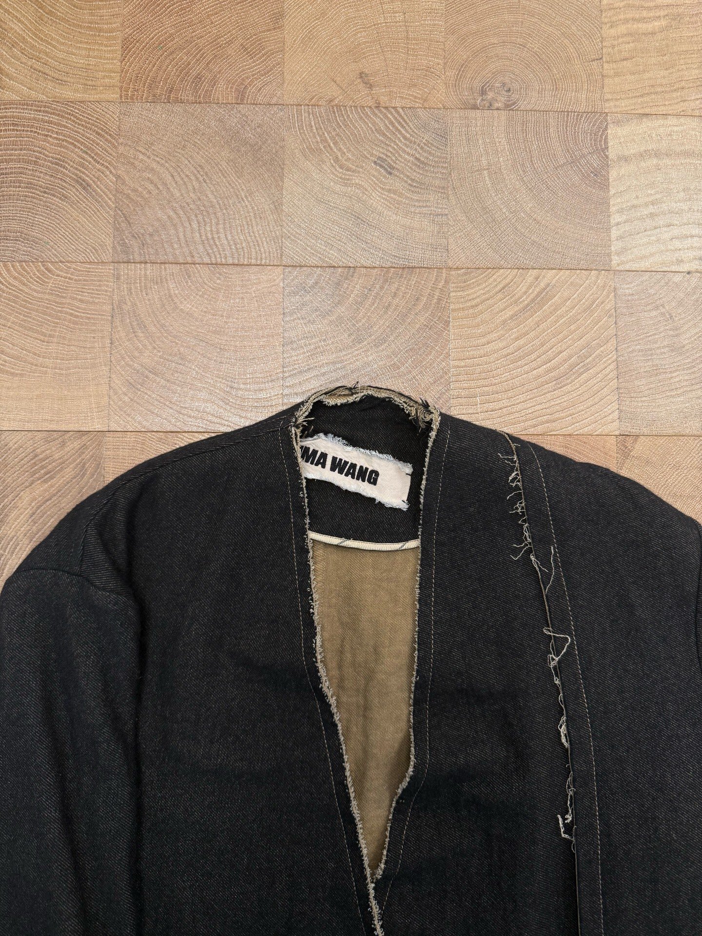 UMA WANG Black Distressed Coat — front