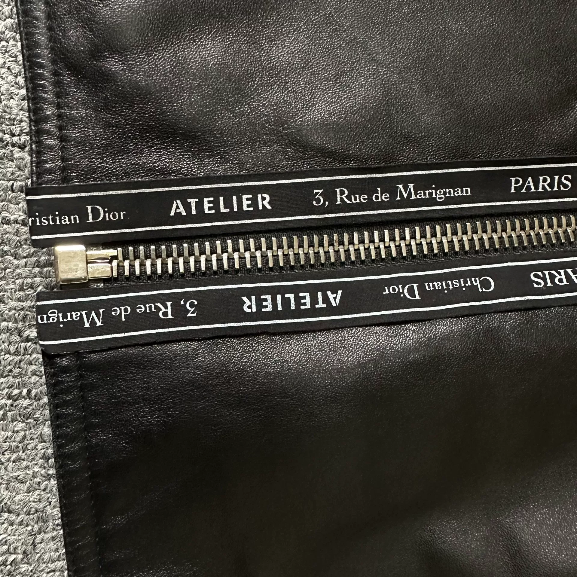 Dior Homme Black Leather Bomber Jacket — front