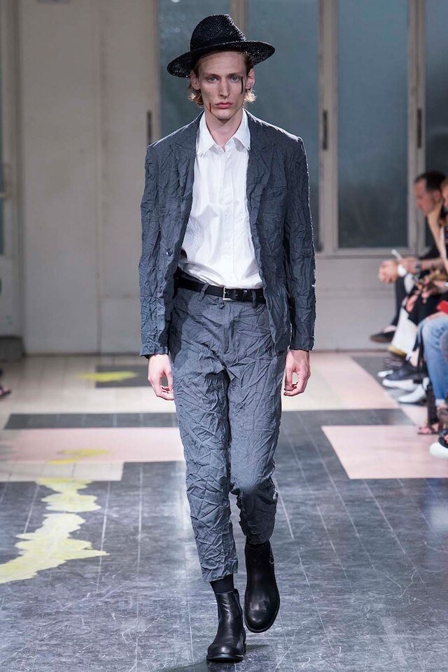 Yohji Yamamoto 16SS Gray Distressed Blazer — detail