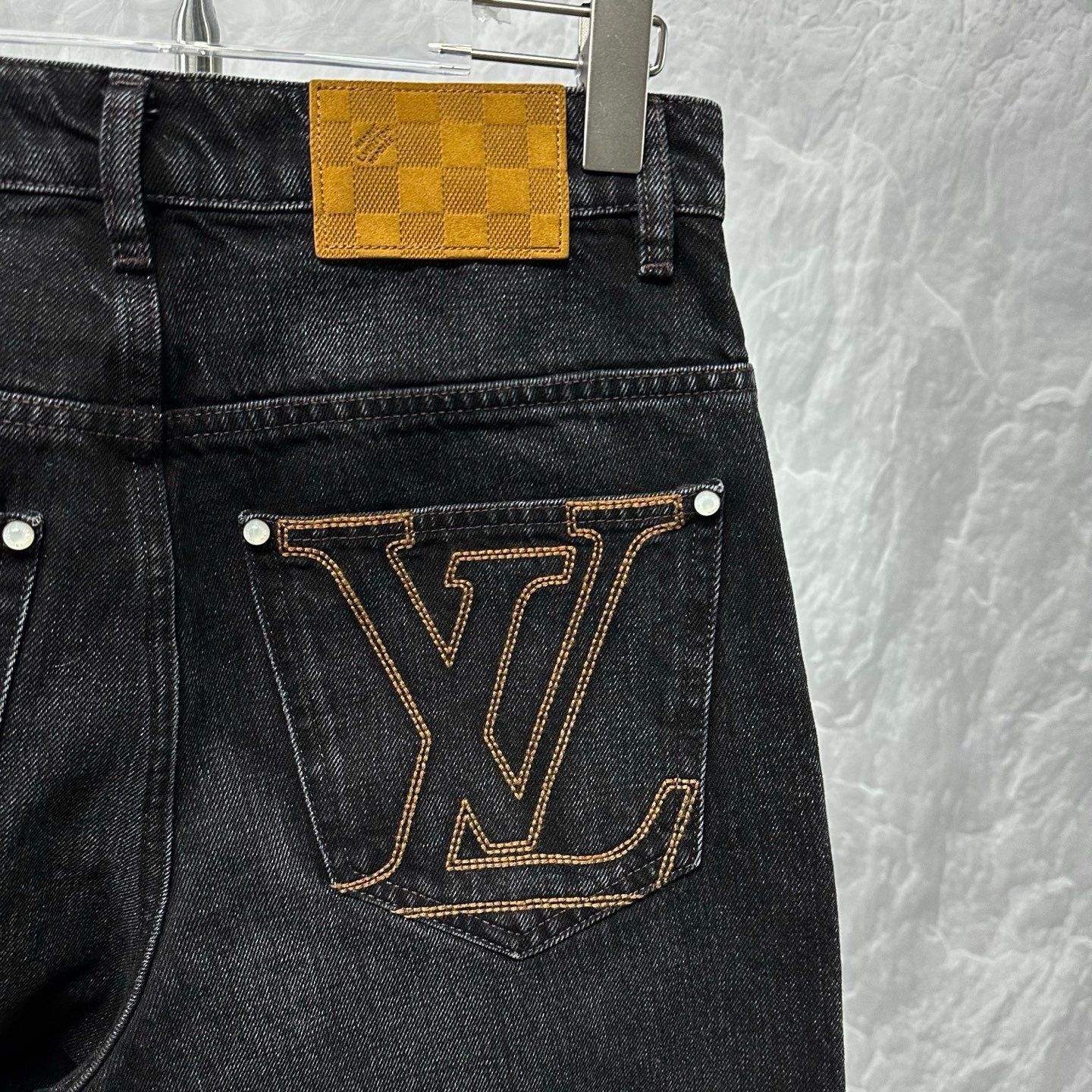 Louis Vuitton SS26 Embroidered Logo Denim Pants — detail