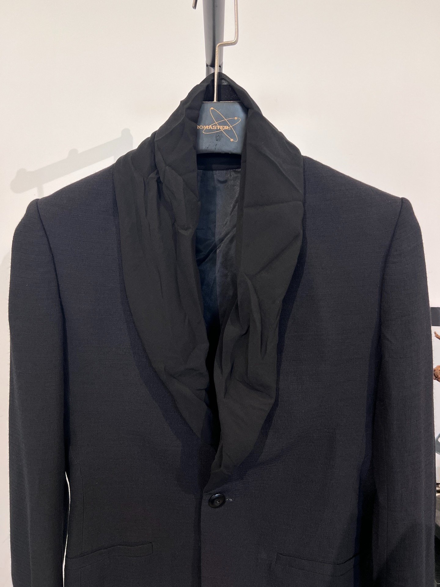 Rick Owens Ruffled Satin Lapel Jacket — detail