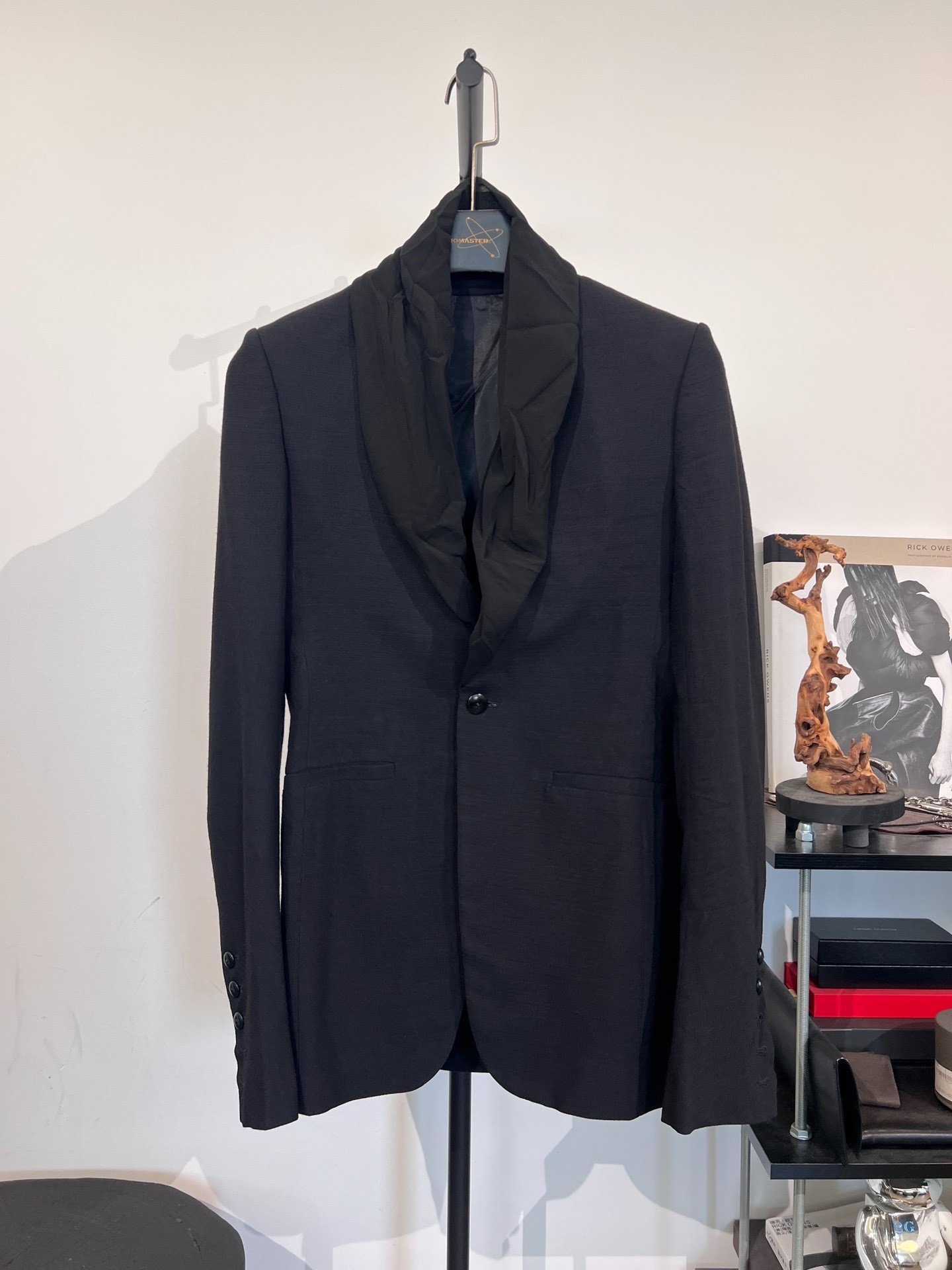 Rick Owens Ruffled Satin Lapel Jacket