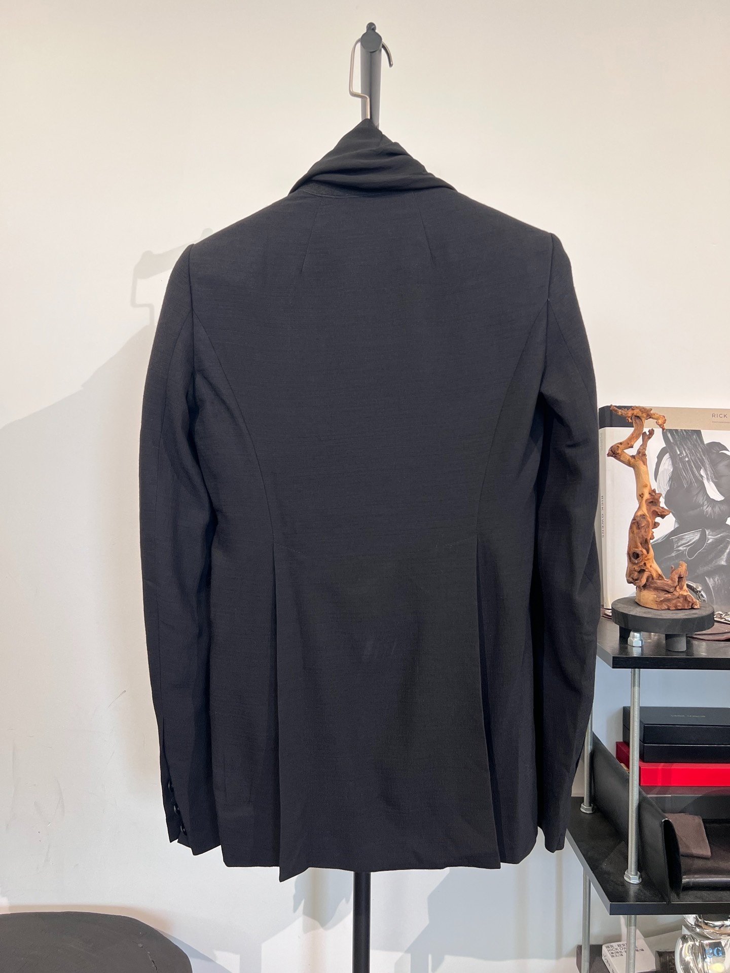 Rick Owens Ruffled Satin Lapel Jacket — front
