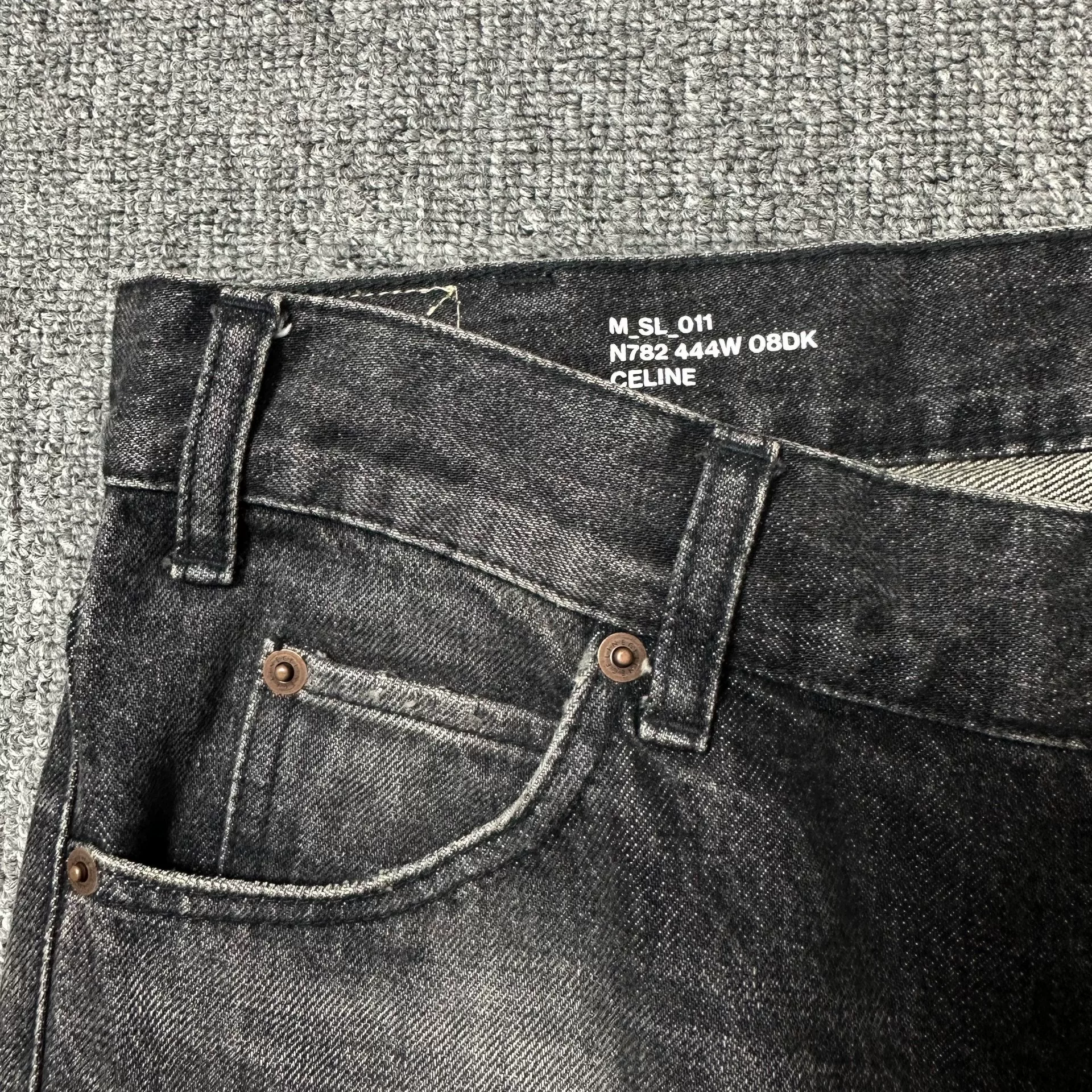 Celine Dark Gray Washed Straight Jeans — front
