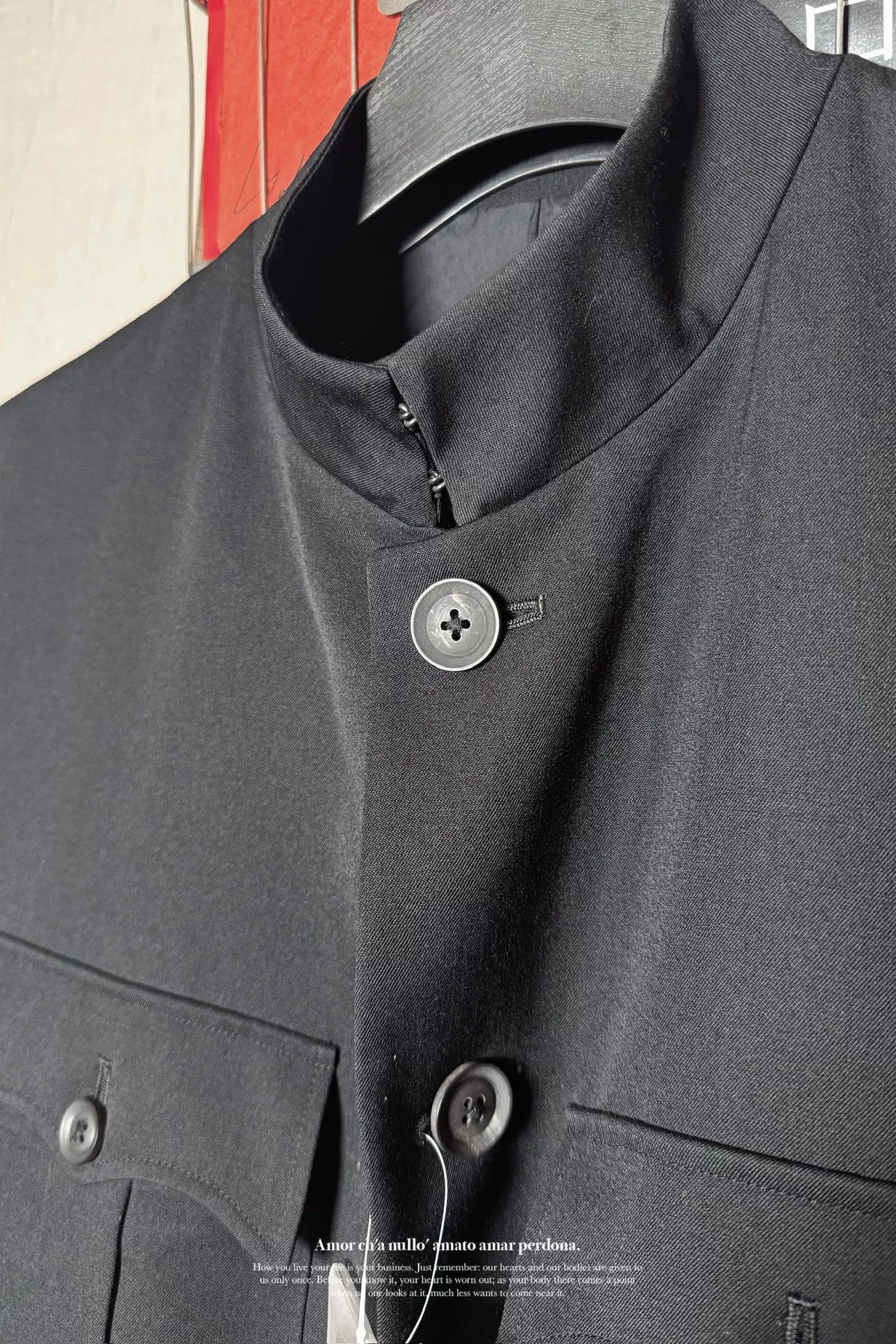 Yohji Yamamoto 20AW Gaba Stand Collar Coat — label