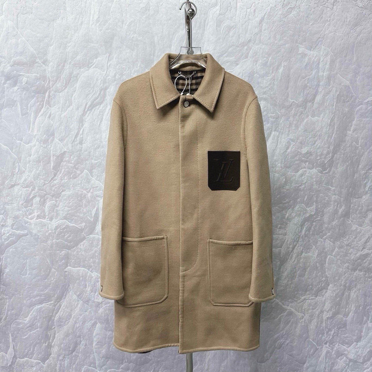 Louis Vuitton SS26 Embossed Pocket Wool Coat