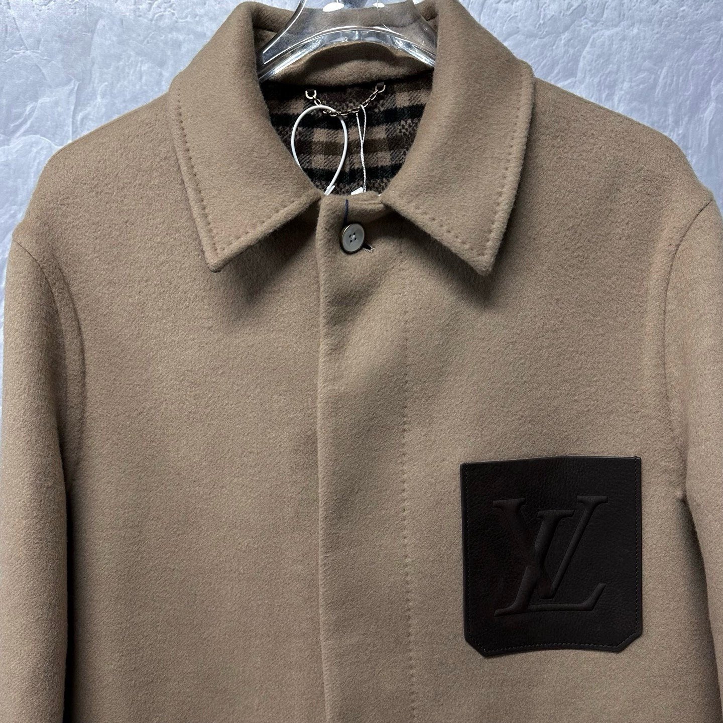 Louis Vuitton SS26 Embossed Pocket Wool Coat — front