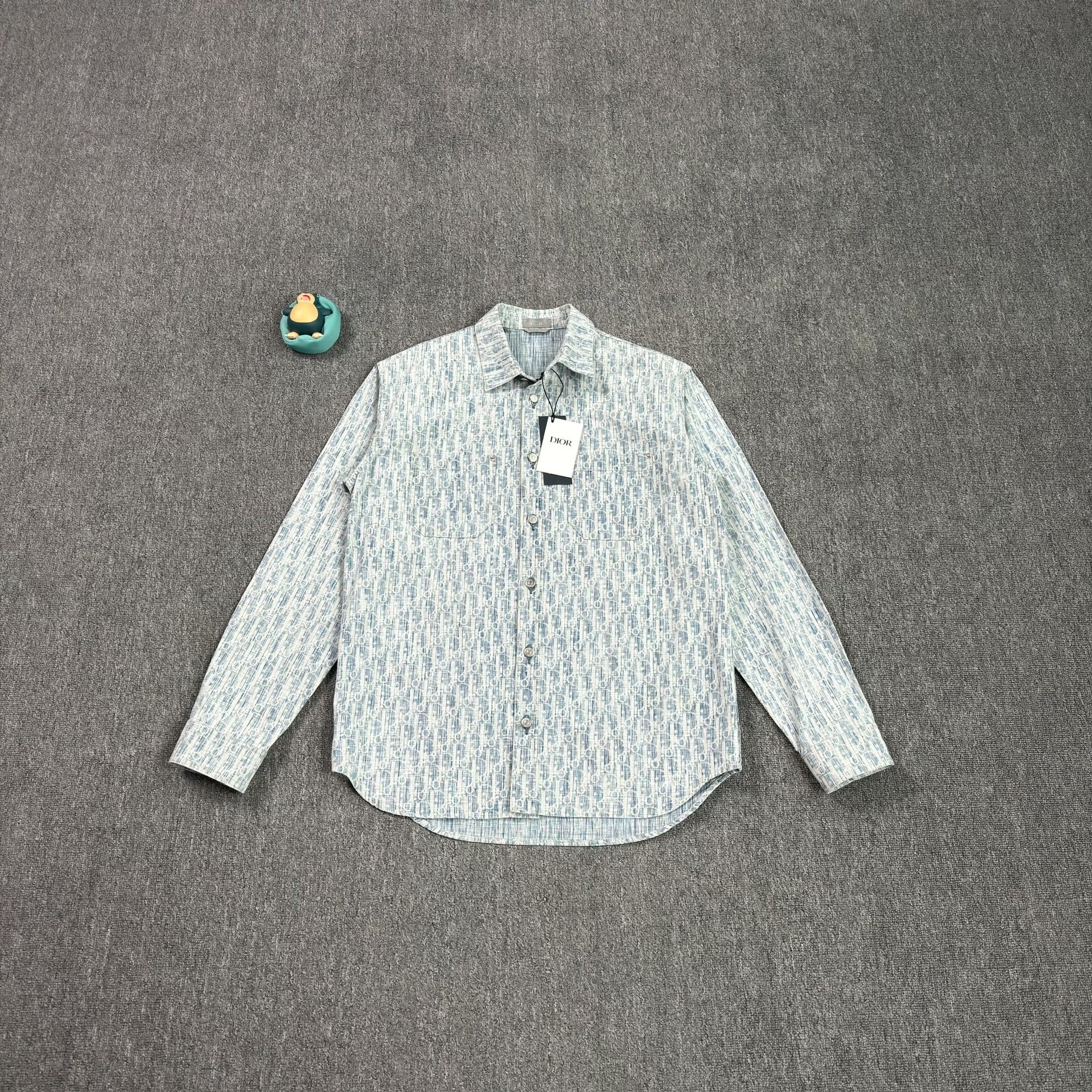 Dior Oblique All-Over Print Blue Shirt