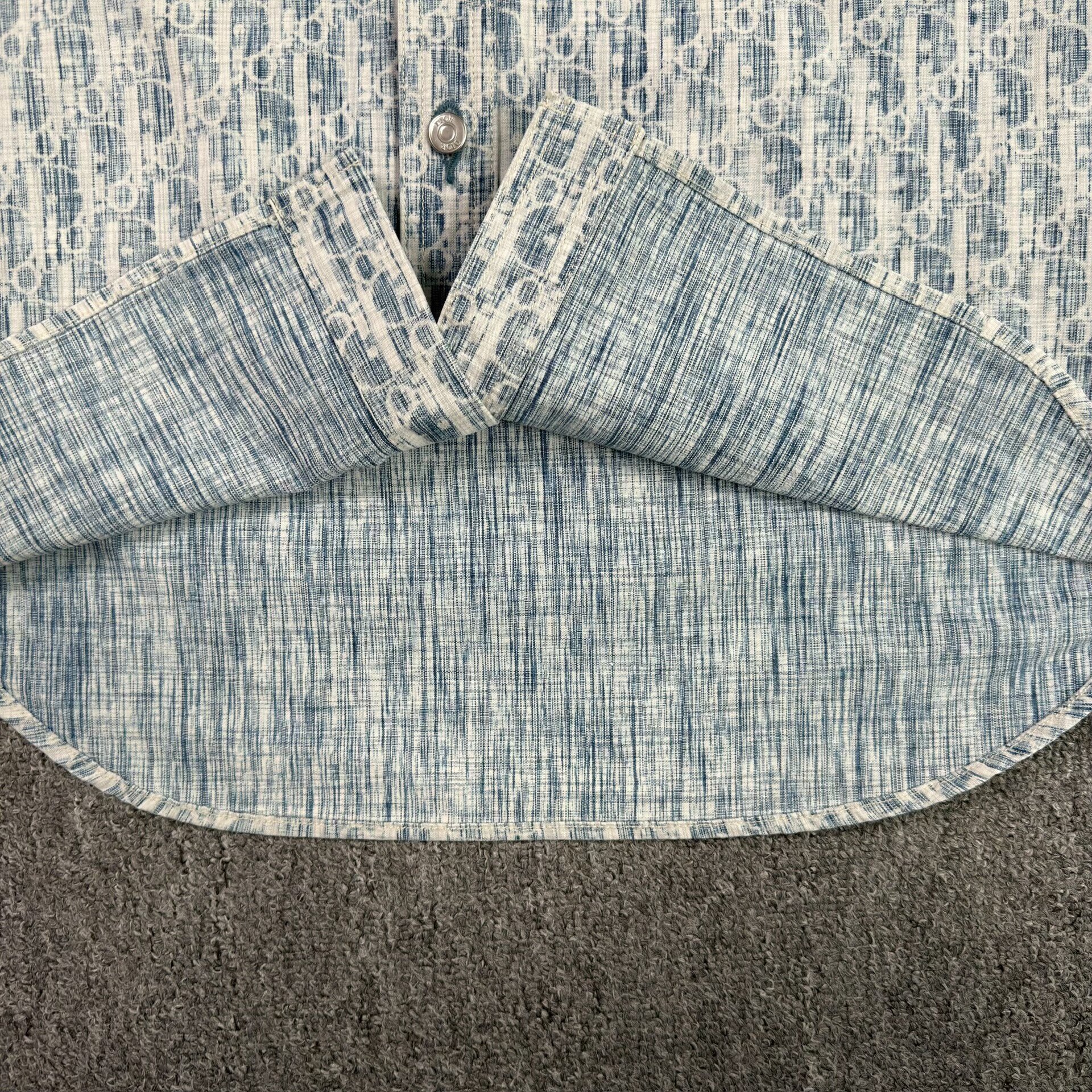 Dior Oblique All-Over Print Blue Shirt — label