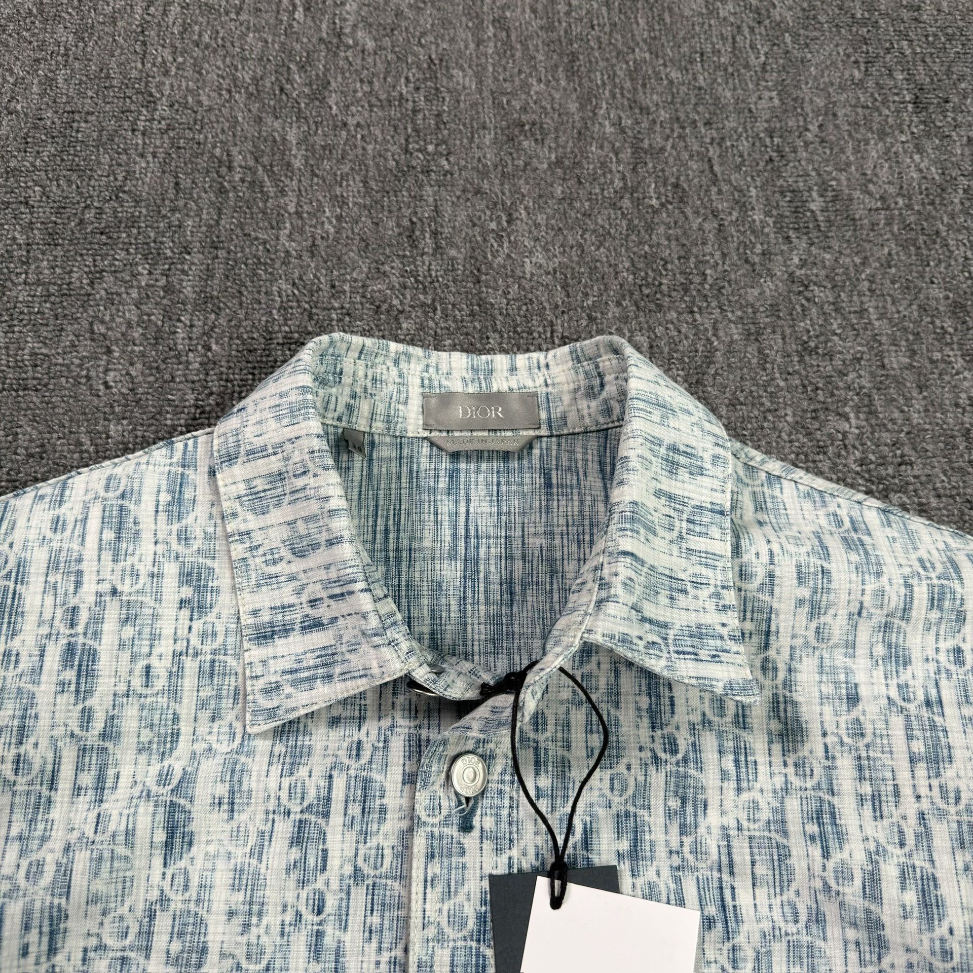 Dior Oblique All-Over Print Blue Shirt — detail