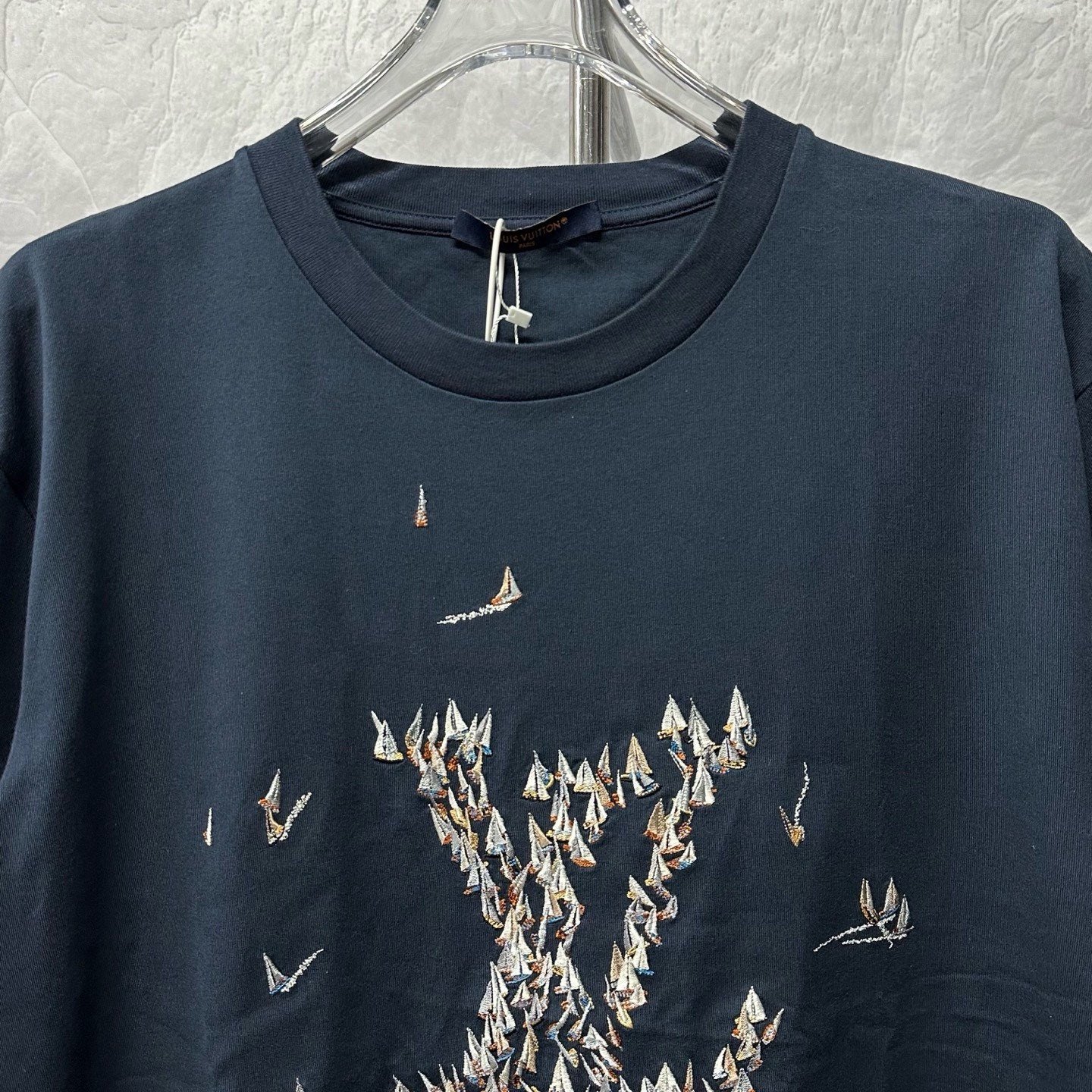 Louis Vuitton SS25 Embroidered Sailboat Letter T-Shirt — front