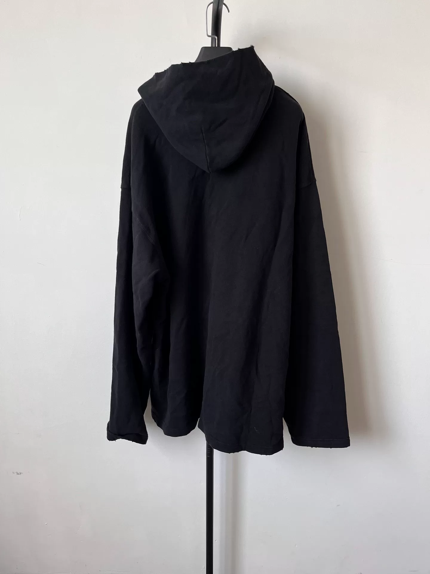 Balenciaga Black 'FREE' Silver Print Hoodie — front