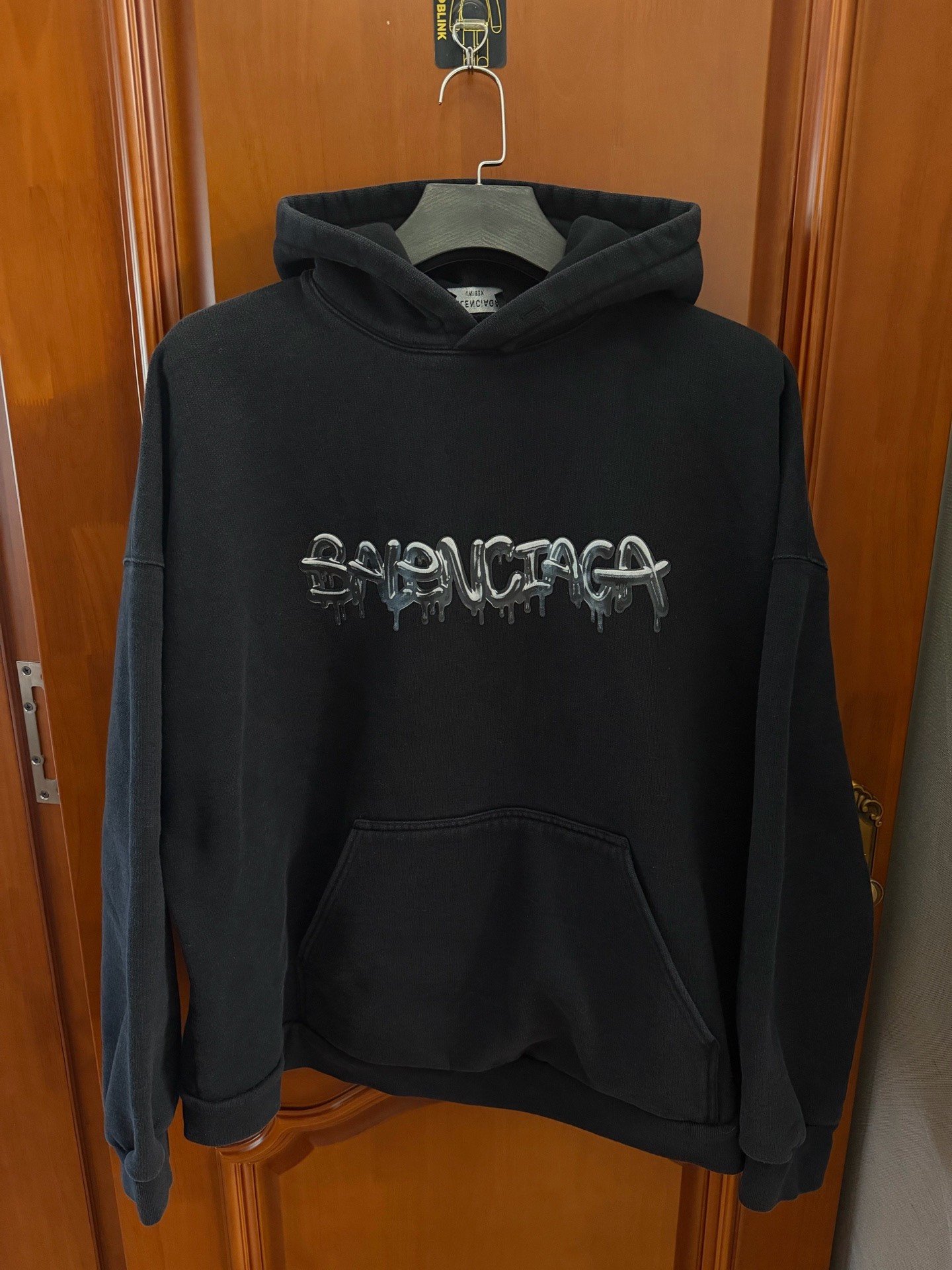 Balenciaga Black Logo Print Hoodie