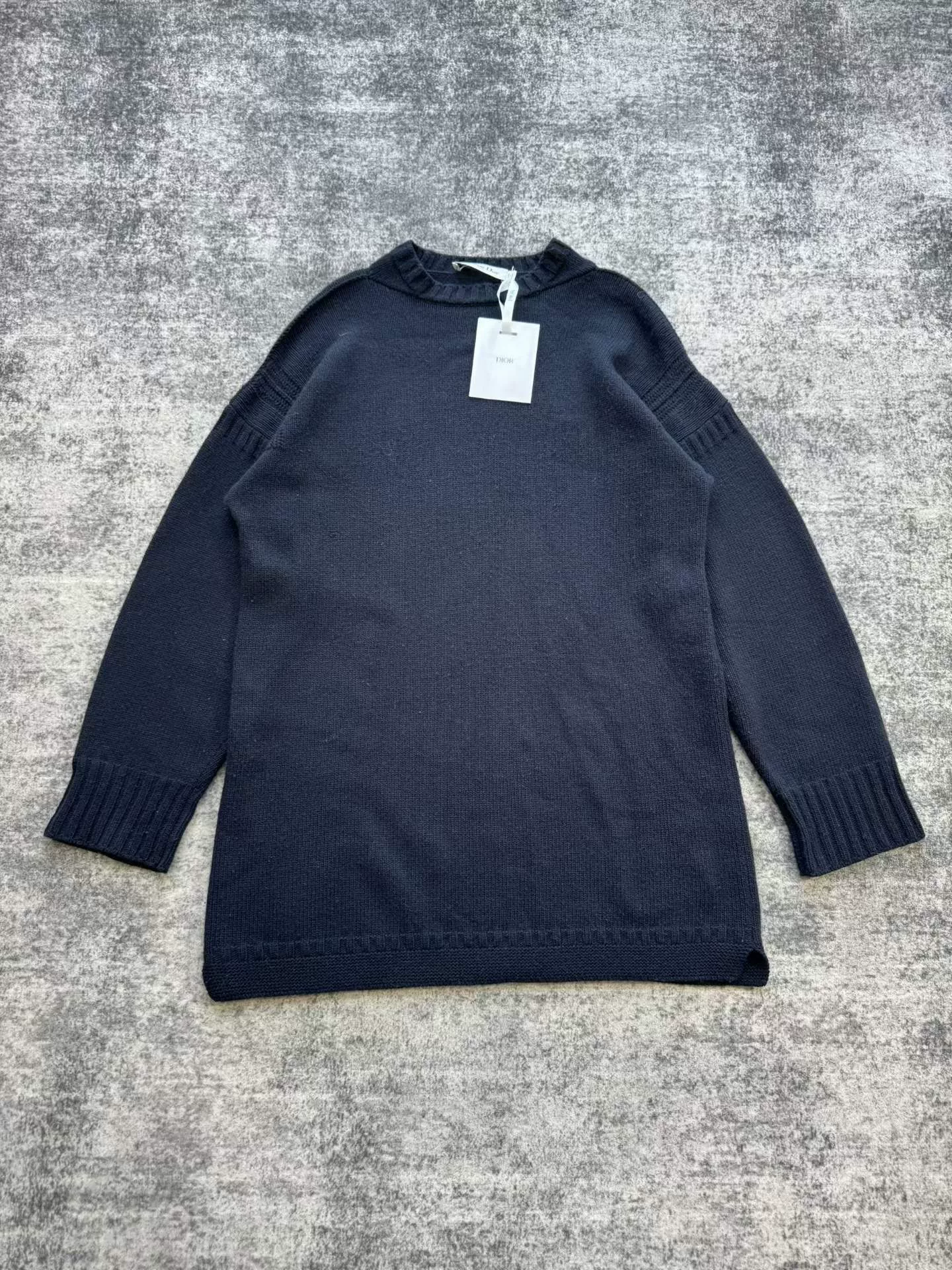 Dior Dark Blue Slogan Cashmere Sweater Dress — front