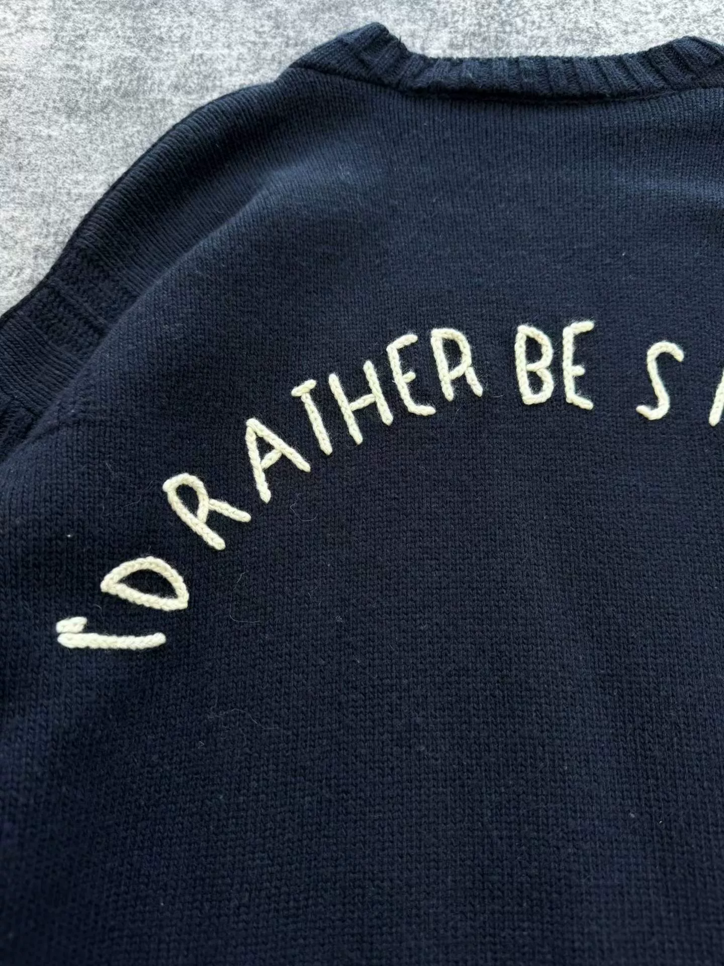 Dior Dark Blue Slogan Cashmere Sweater Dress — back