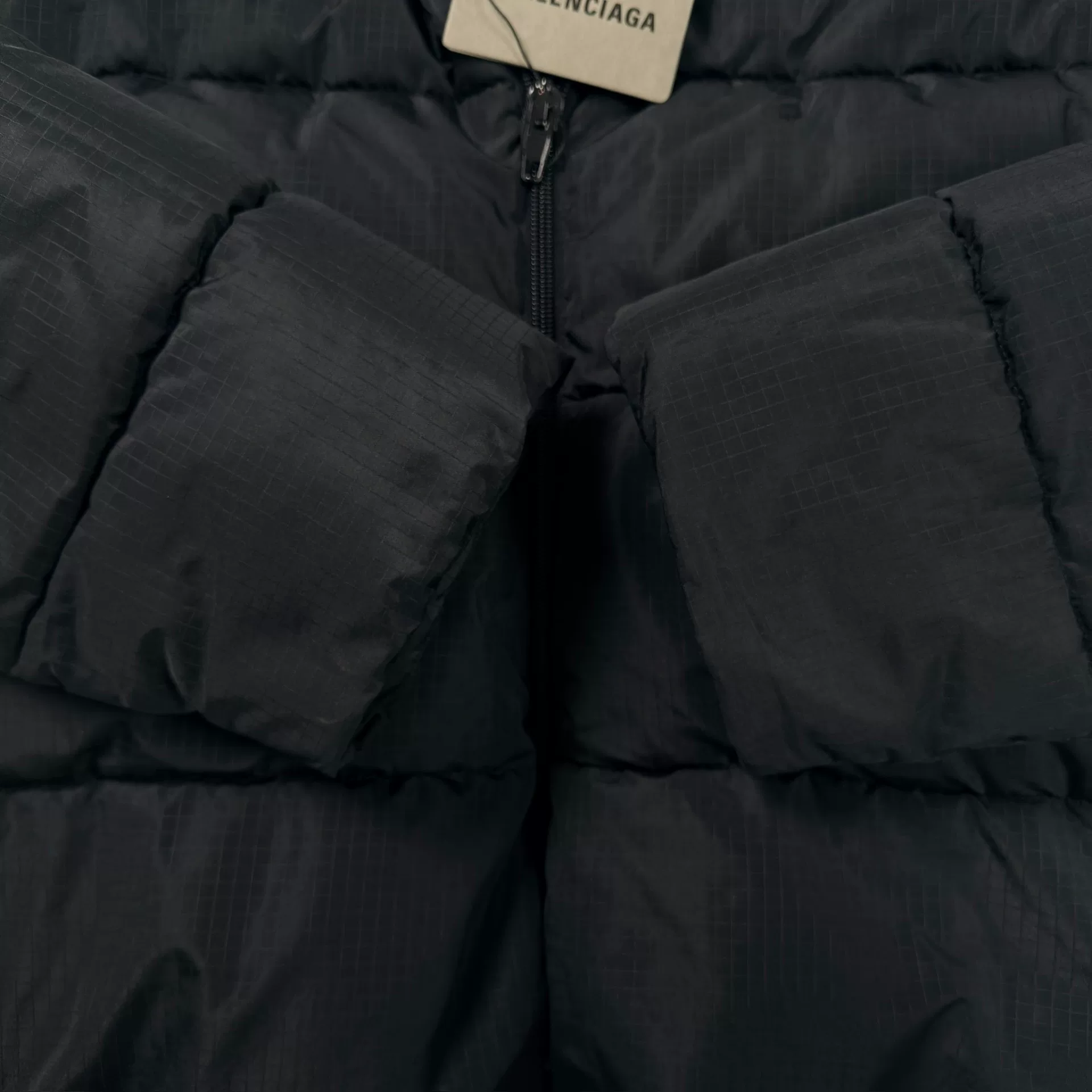 Balenciaga Black Cropped Puffer Jacket — detail