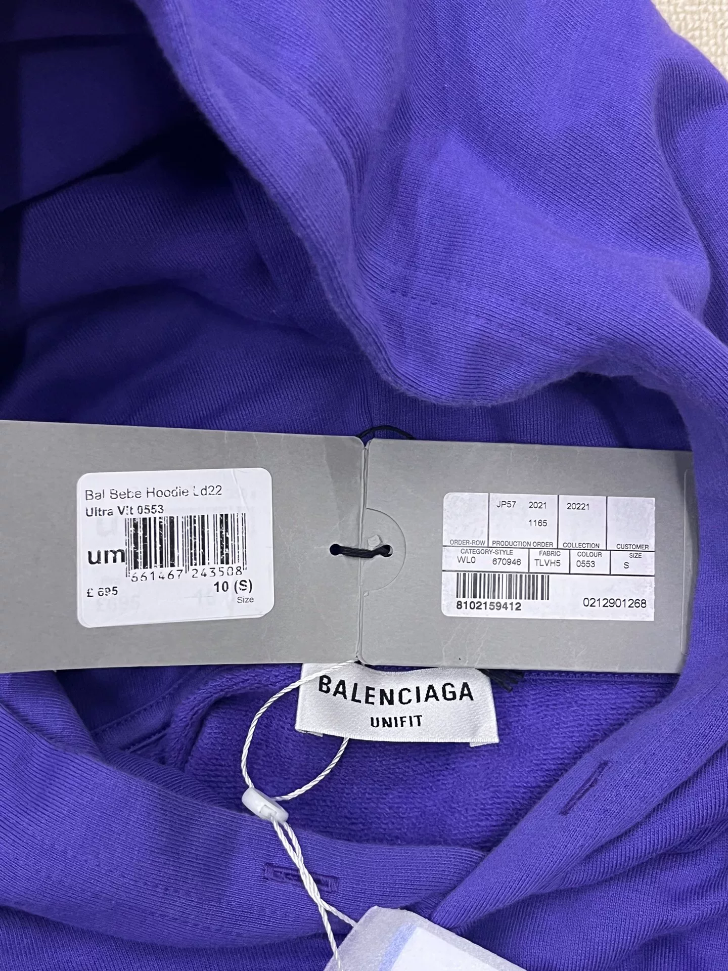 Balenciaga Purple 'bebe' Print Hoodie — label