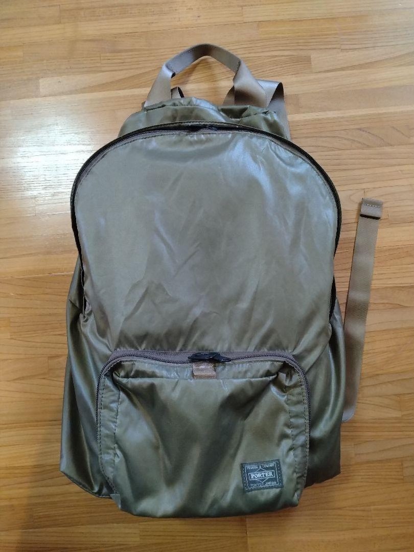 Porter Olive Green Foldable Backpack — detail