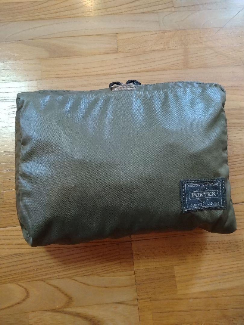 Porter Olive Green Foldable Backpack — label