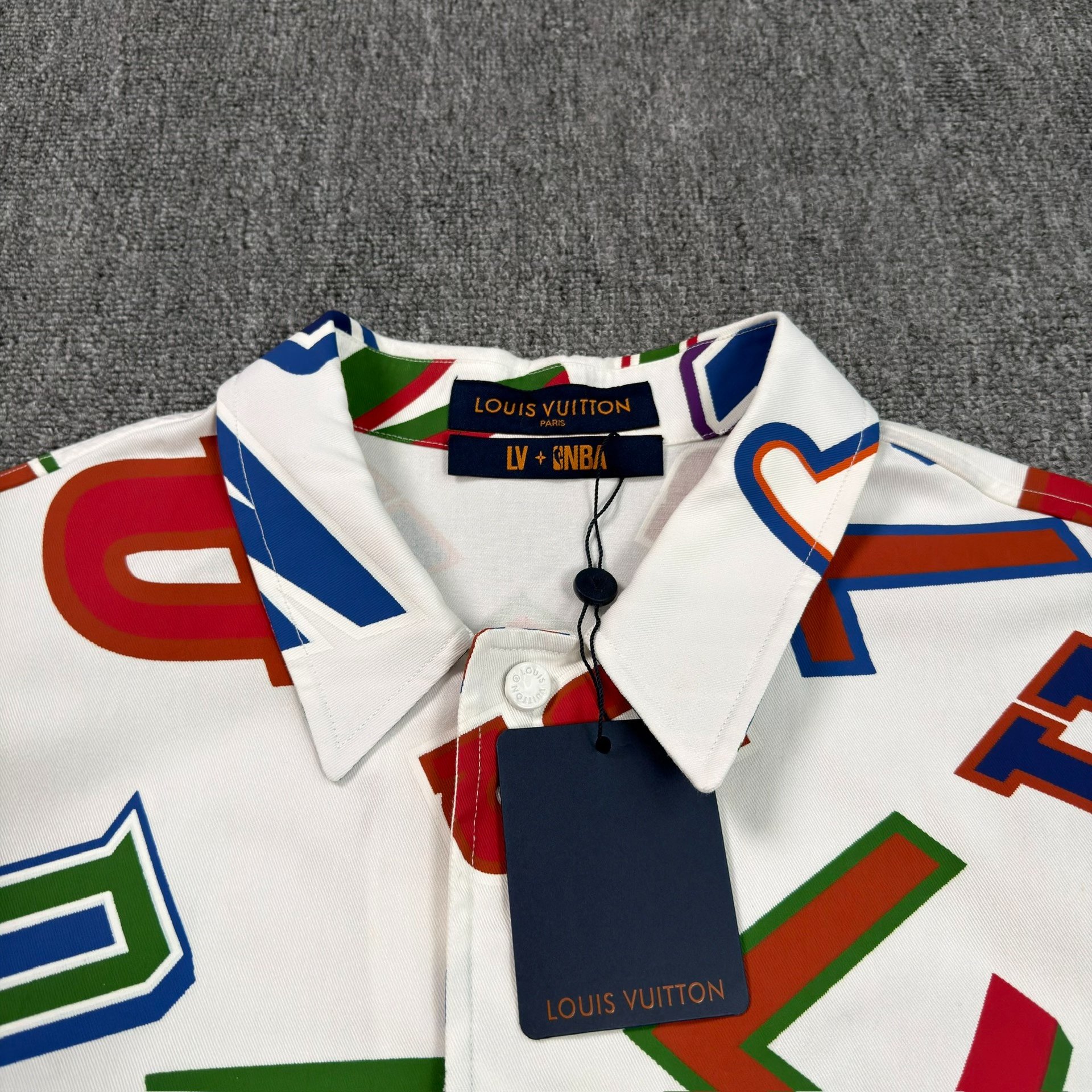 LV NBA All-over Print White Shirt — detail